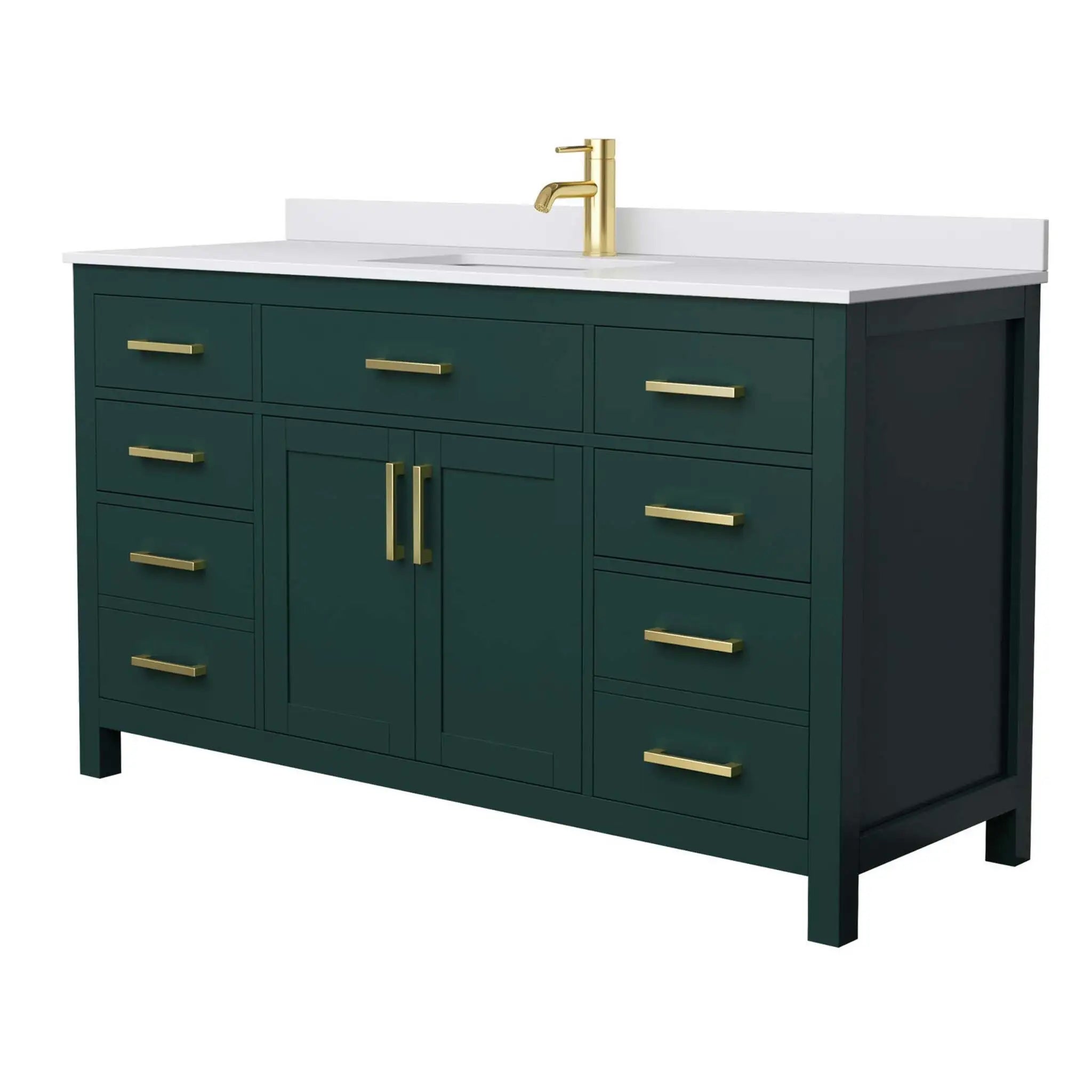 60" Beckett Single Bathroom Vanity in Green with Brushed Gold Trim by Wyndham