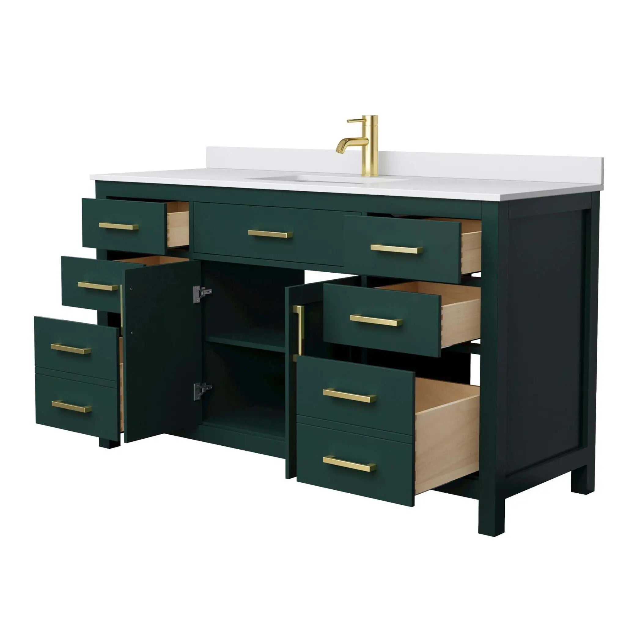60" Beckett Single Bathroom Vanity in Green with Brushed Gold Trim by Wyndham