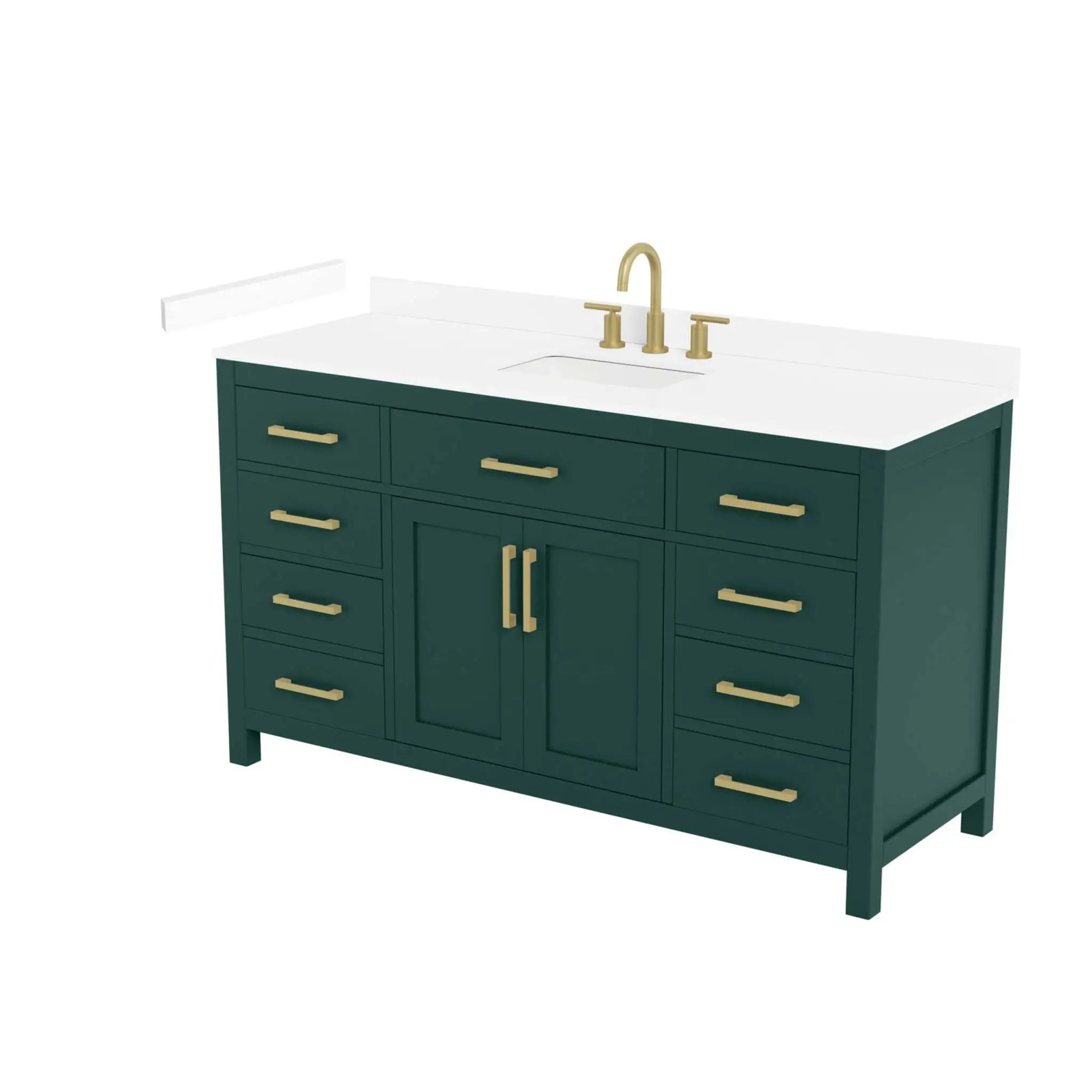 60" Beckett Single Bathroom Vanity in Green with Brushed Gold Trim by Wyndham