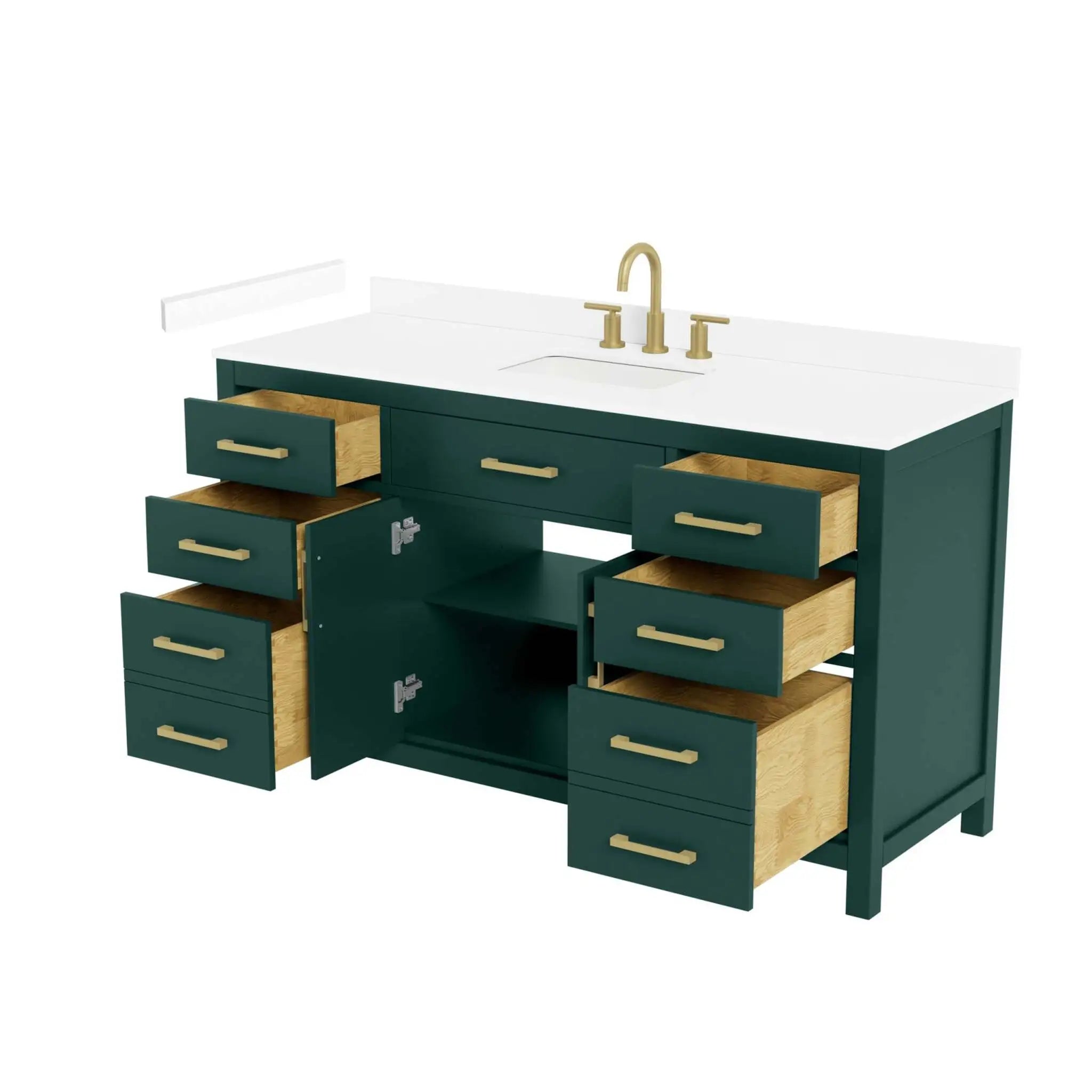 60" Beckett Single Bathroom Vanity in Green with Brushed Gold Trim by Wyndham