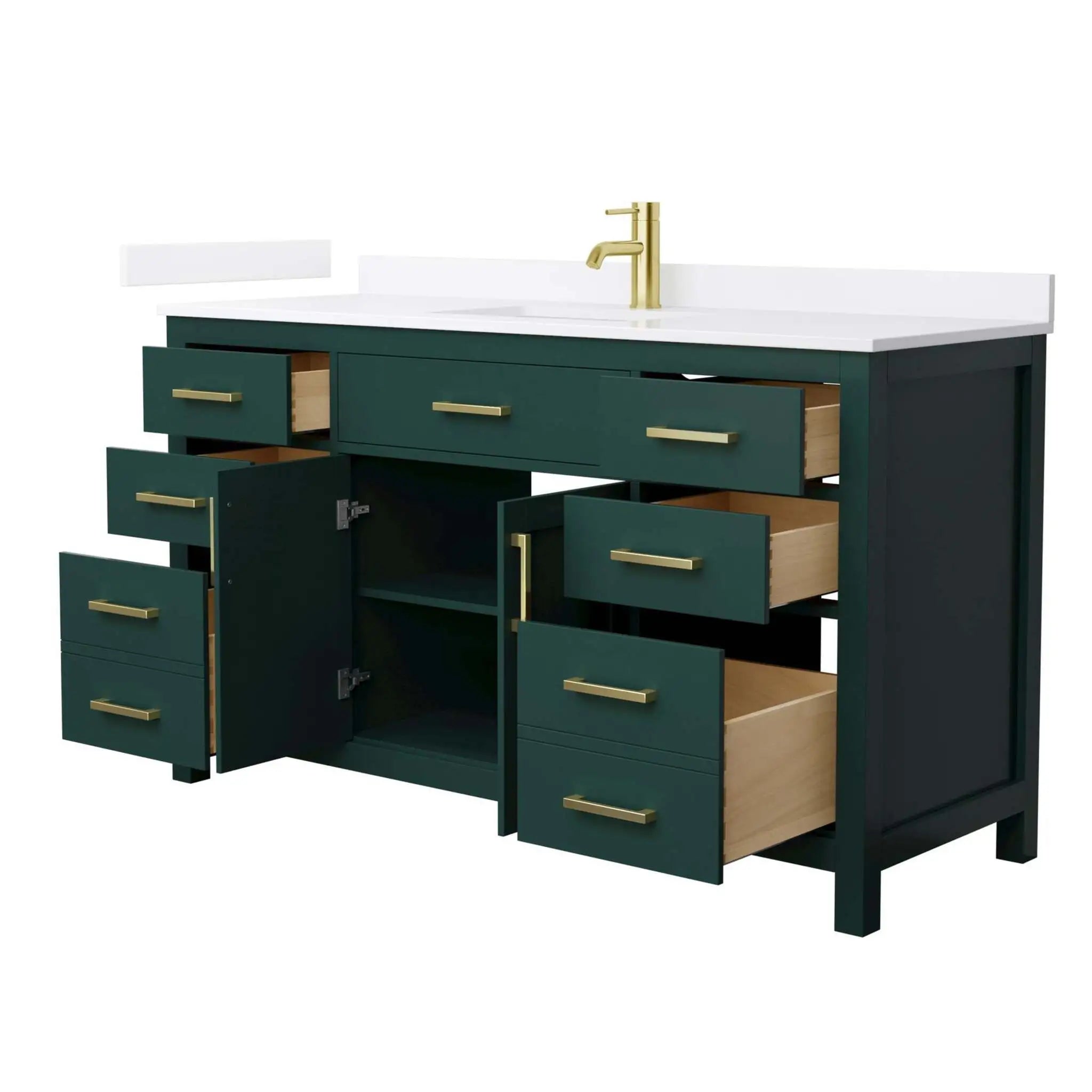 60" Beckett Single Bathroom Vanity in Green with Brushed Gold Trim by Wyndham