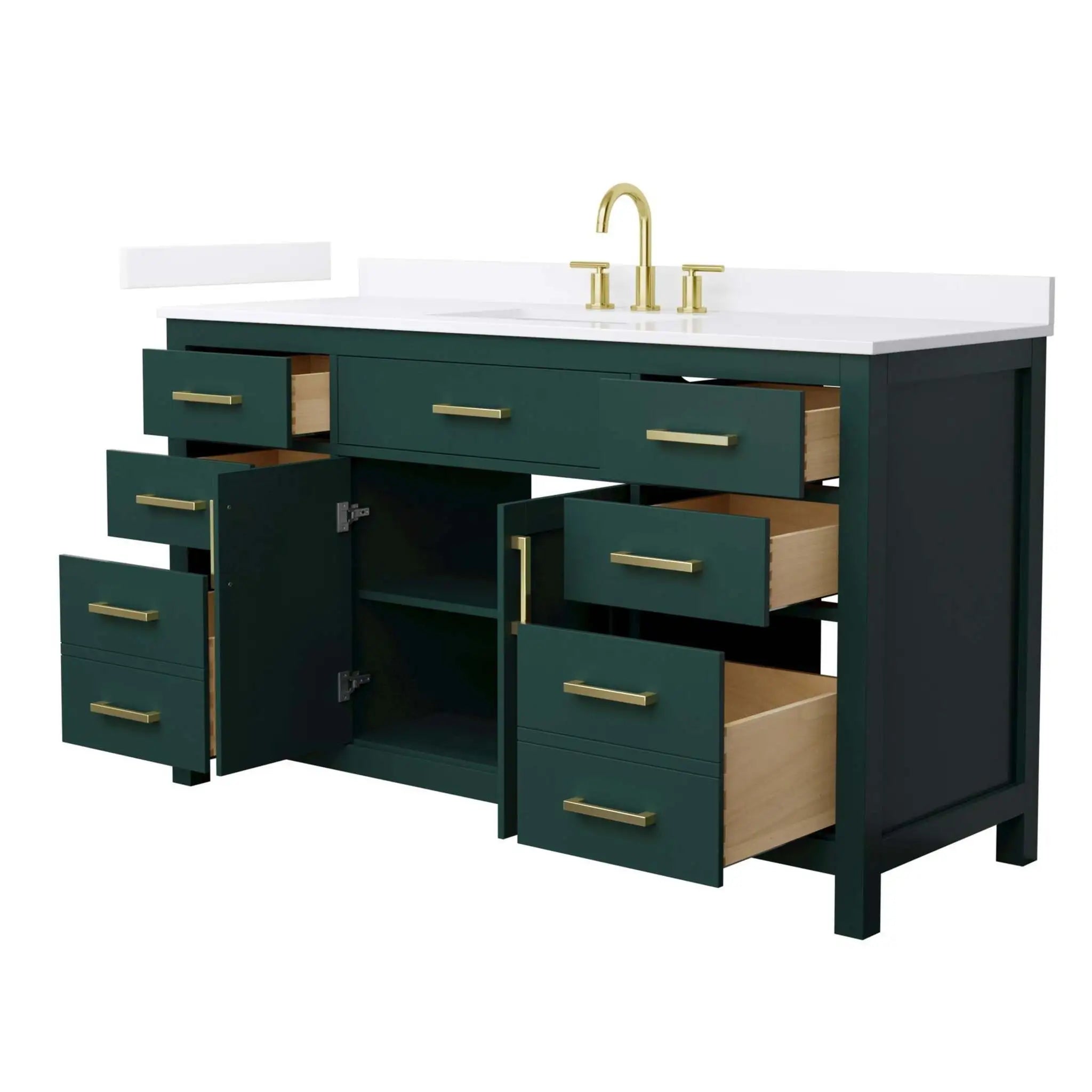 60" Beckett Single Bathroom Vanity in Green with Brushed Gold Trim by Wyndham