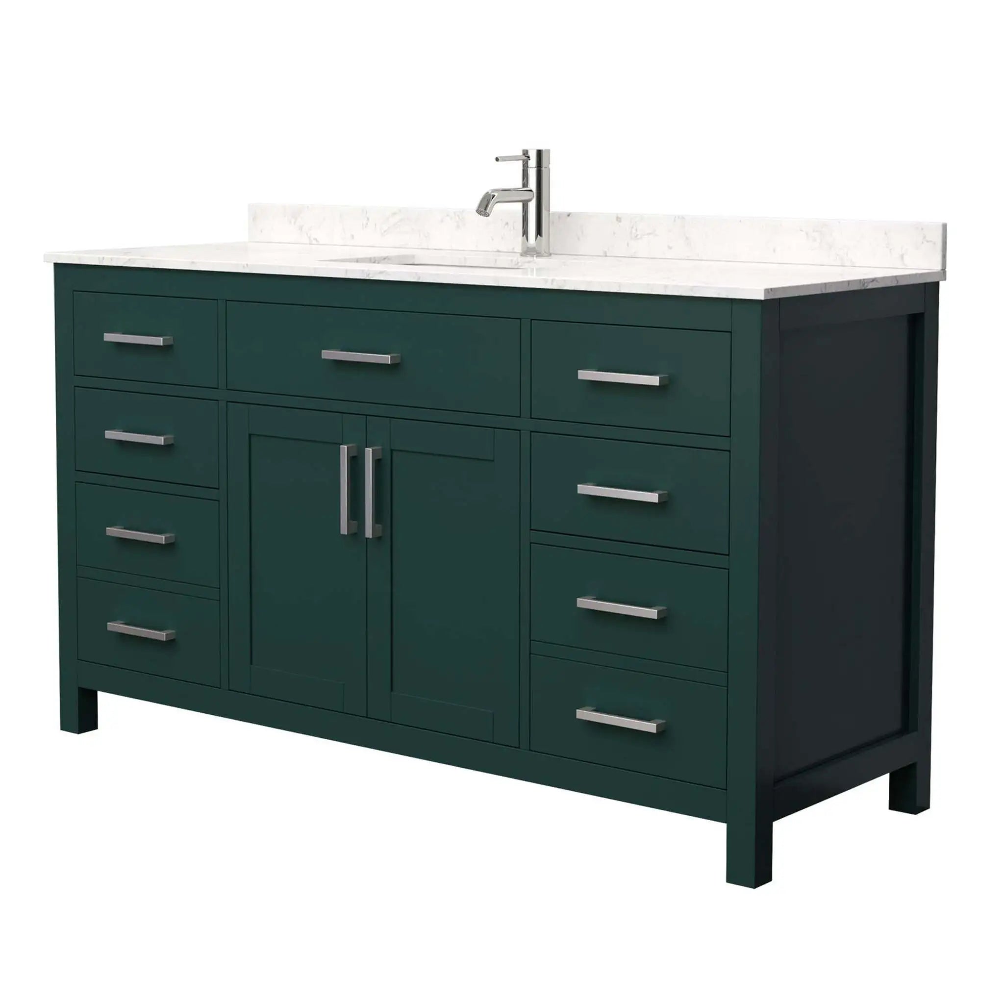 60" Beckett Single Bathroom Vanity in Green with Brushed Nickel Trim by Wyndham