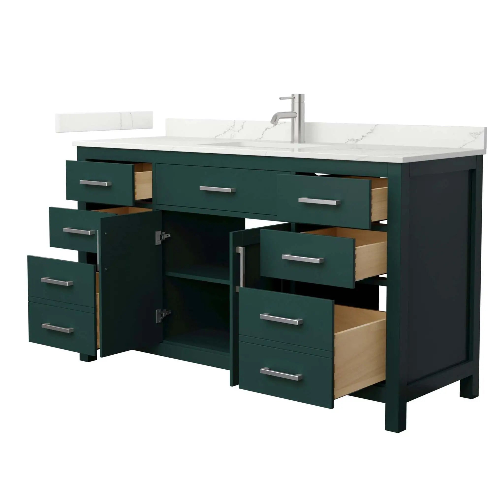 60" Beckett Single Bathroom Vanity in Green with Brushed Nickel Trim by Wyndham
