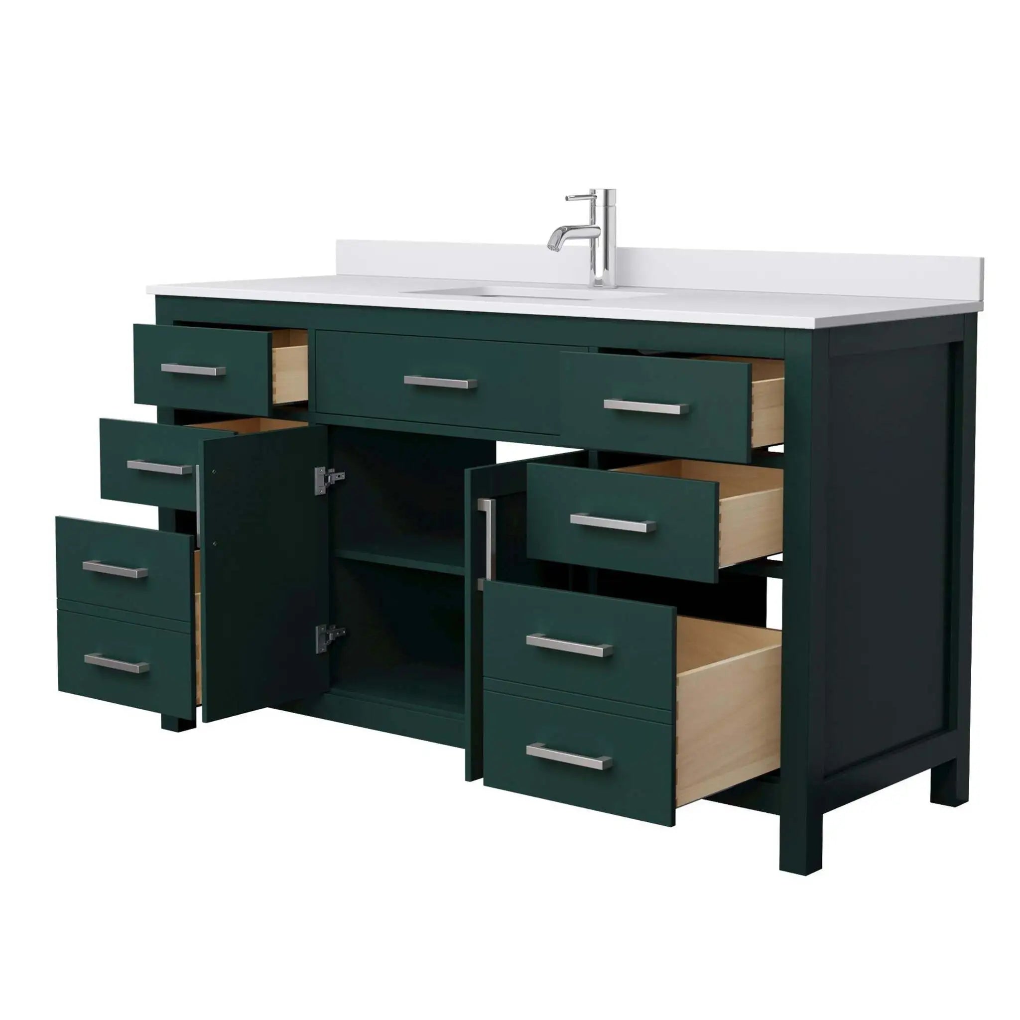 60" Beckett Single Bathroom Vanity in Green with Brushed Nickel Trim by Wyndham