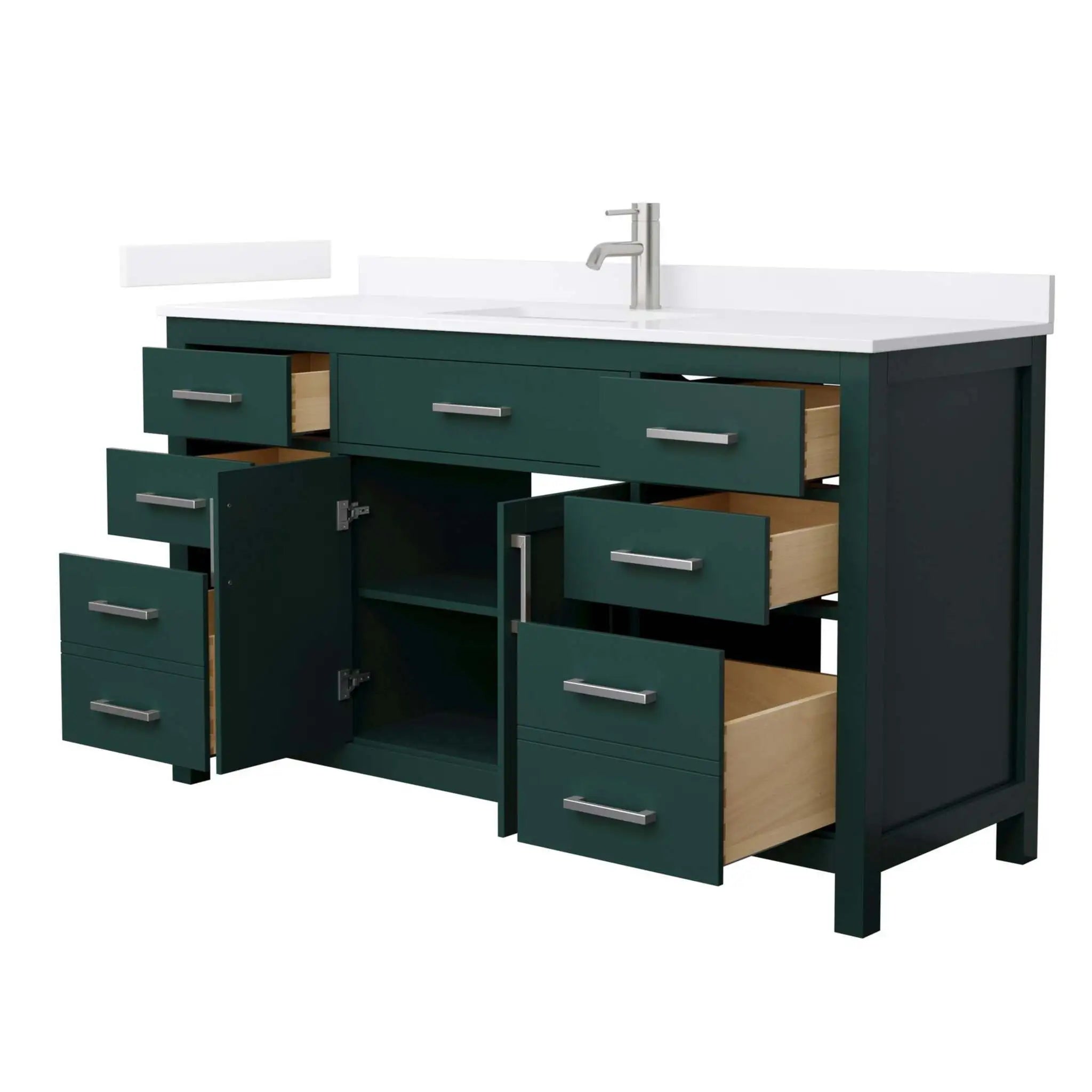 60" Beckett Single Bathroom Vanity in Green with Brushed Nickel Trim by Wyndham