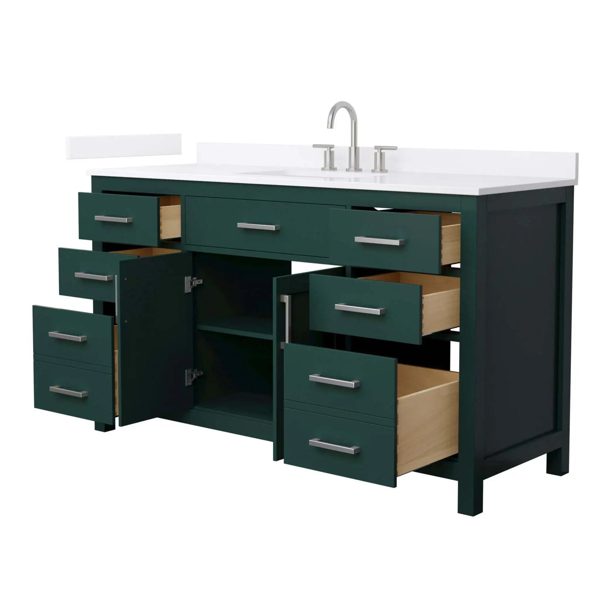 60" Beckett Single Bathroom Vanity in Green with Brushed Nickel Trim by Wyndham