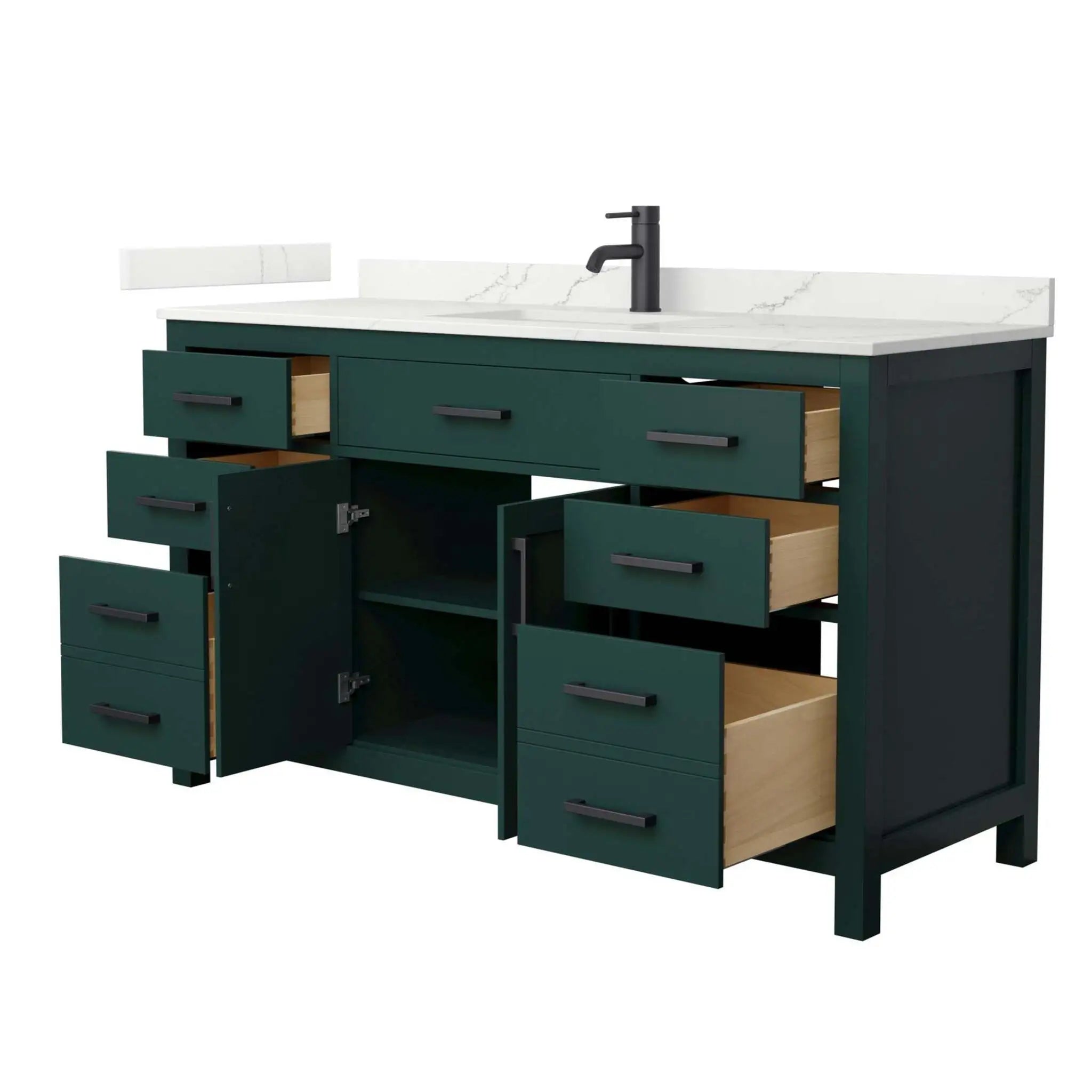60" Beckett Single Bathroom Vanity in Green with Matte Black Trim by Wyndham