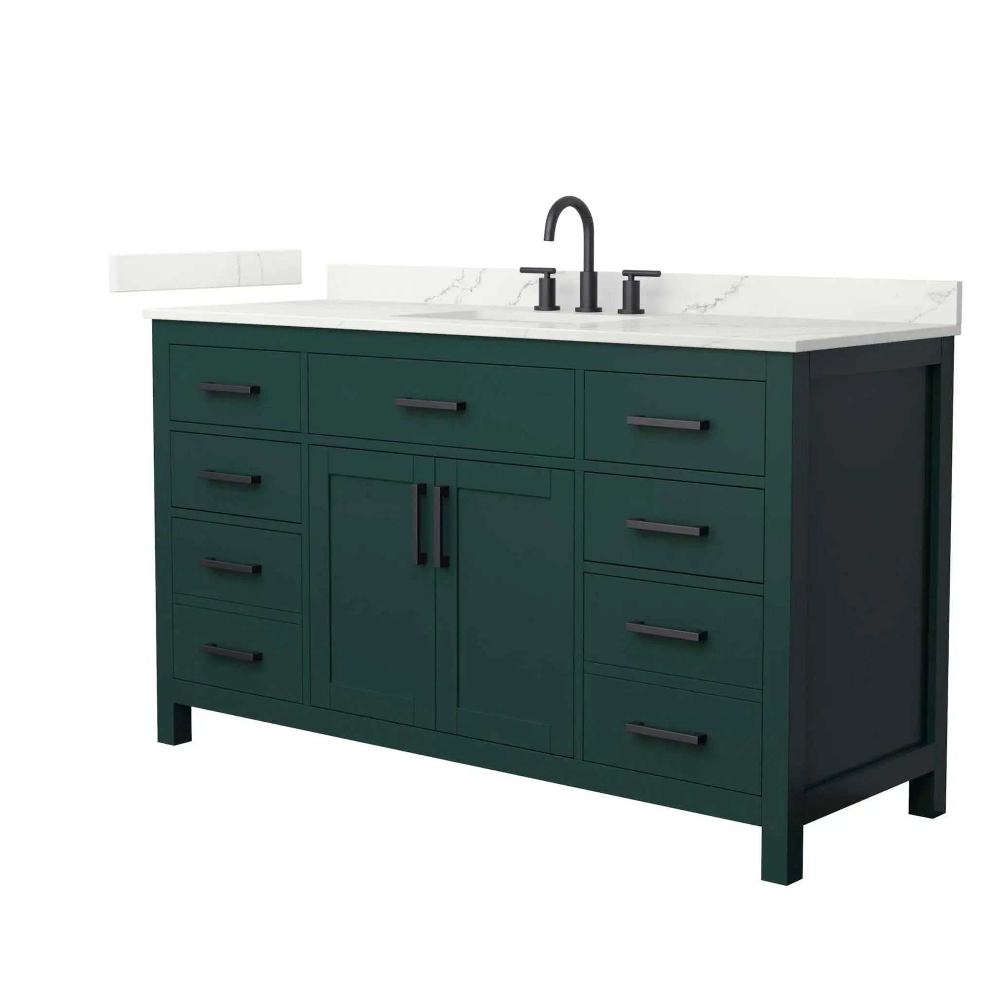 60" Beckett Single Bathroom Vanity in Green with Matte Black Trim by Wyndham