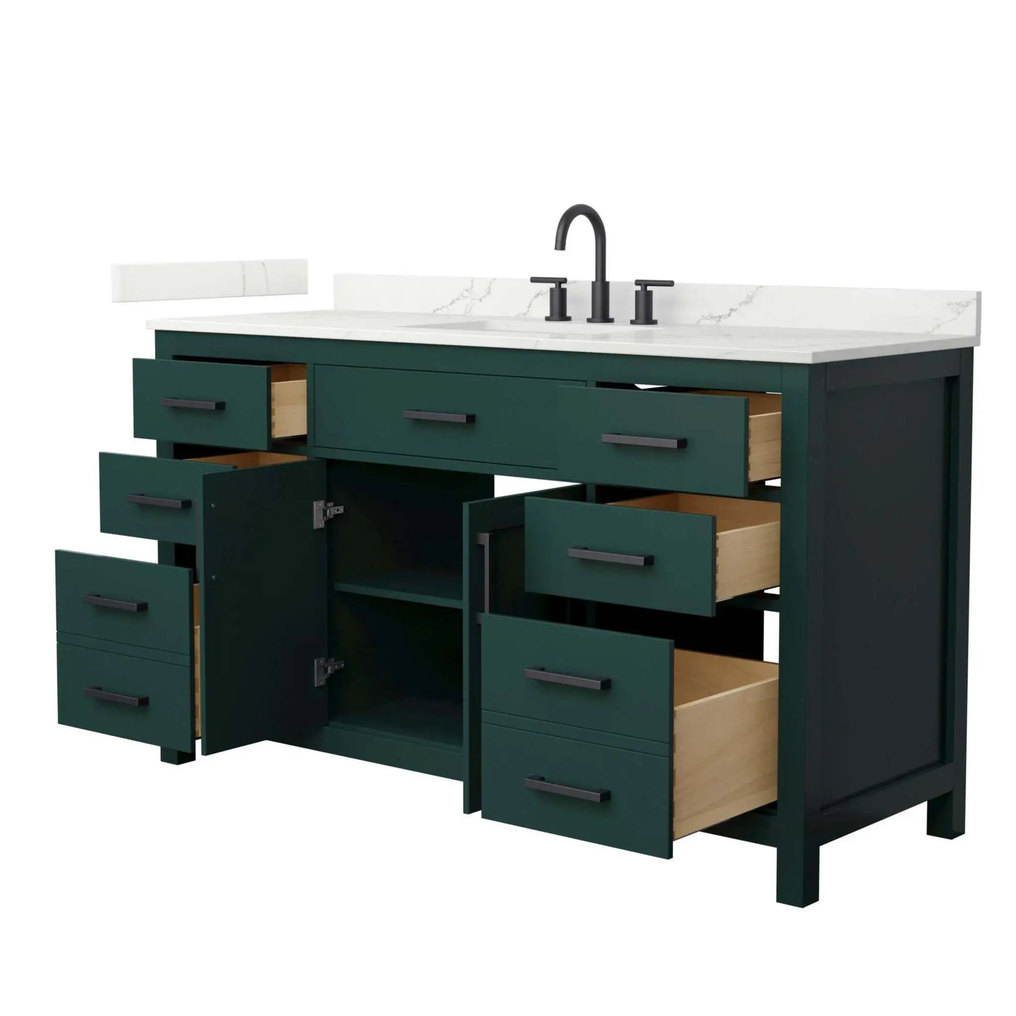 60" Beckett Single Bathroom Vanity in Green with Matte Black Trim by Wyndham