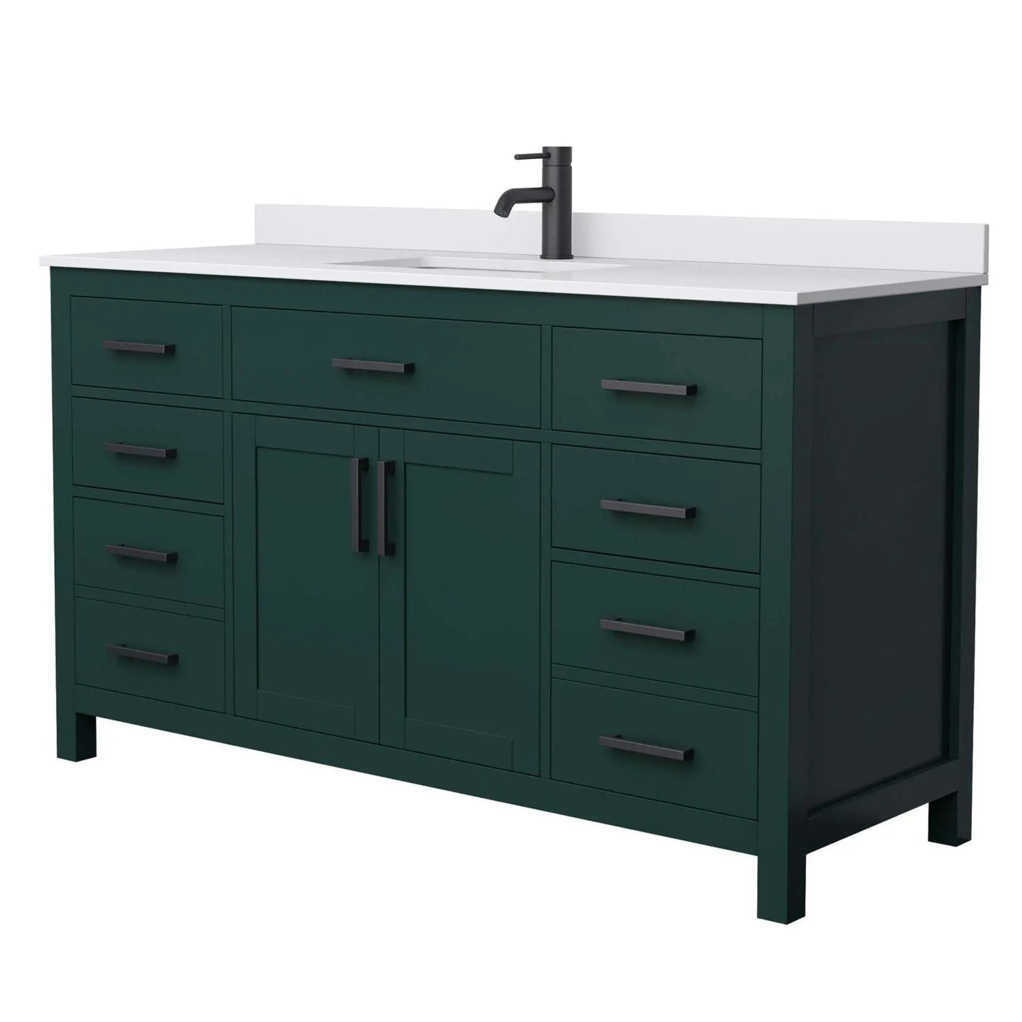 60" Beckett Single Bathroom Vanity in Green with Matte Black Trim by Wyndham