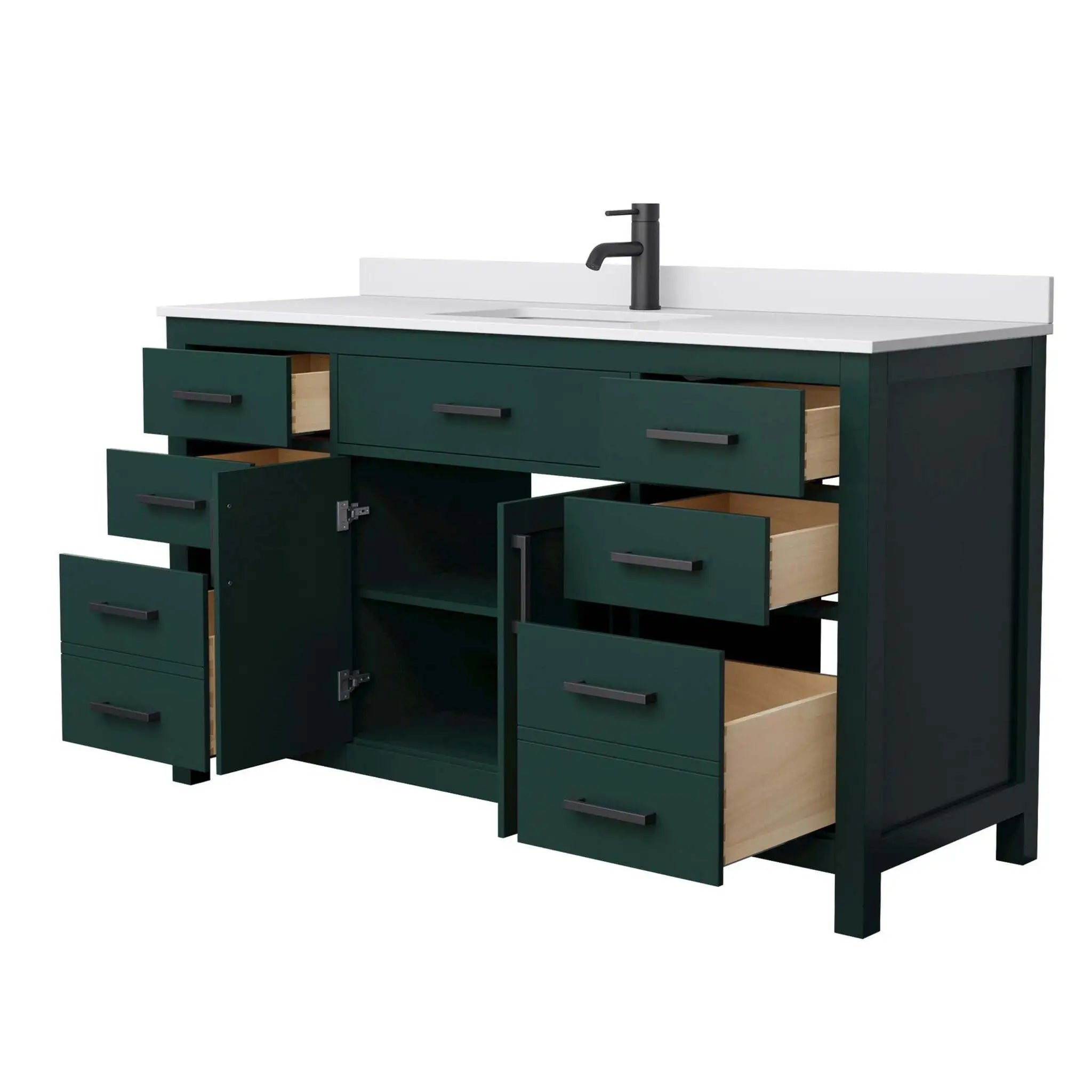 60" Beckett Single Bathroom Vanity in Green with Matte Black Trim by Wyndham