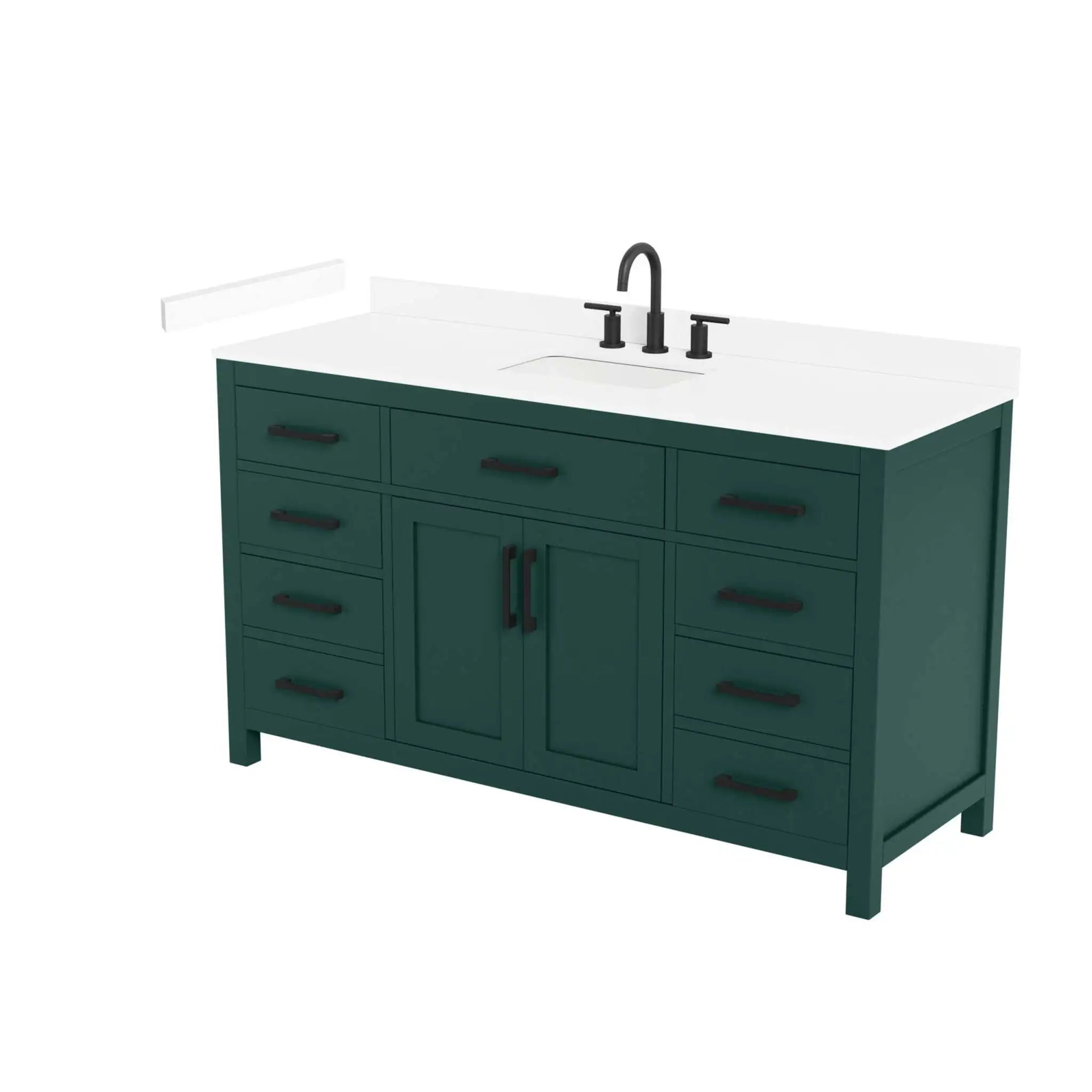60" Beckett Single Bathroom Vanity in Green with Matte Black Trim by Wyndham