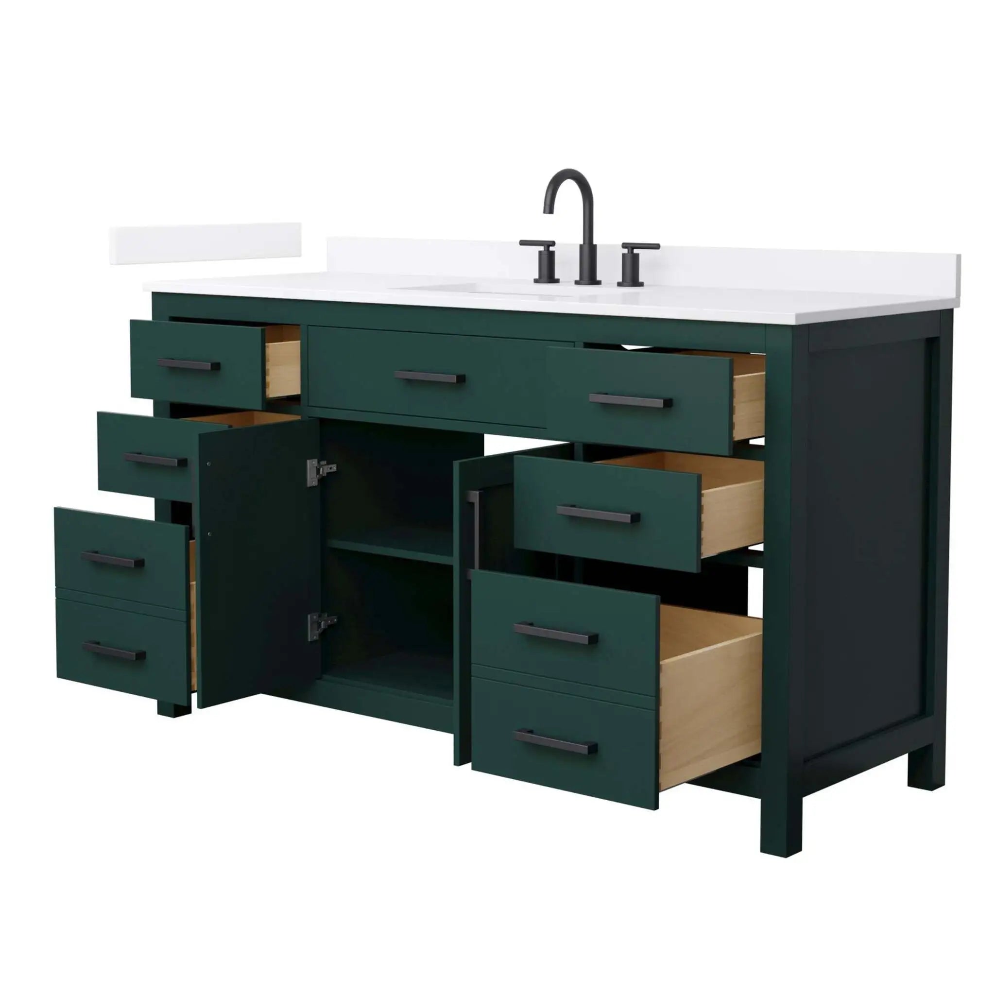 60" Beckett Single Bathroom Vanity in Green with Matte Black Trim by Wyndham