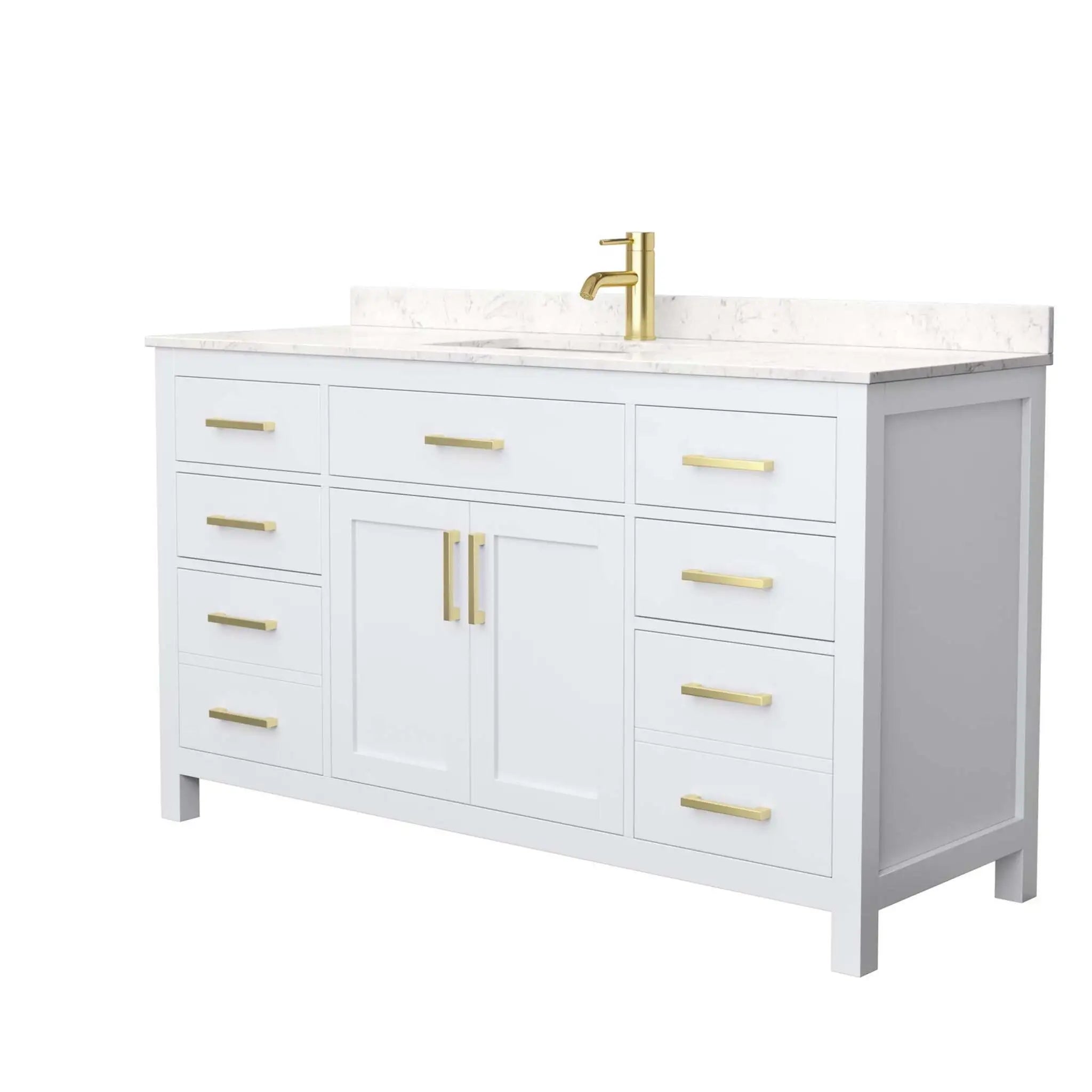 60" Beckett Single Bathroom Vanity in White with Brushed Gold Trim by Wyndham