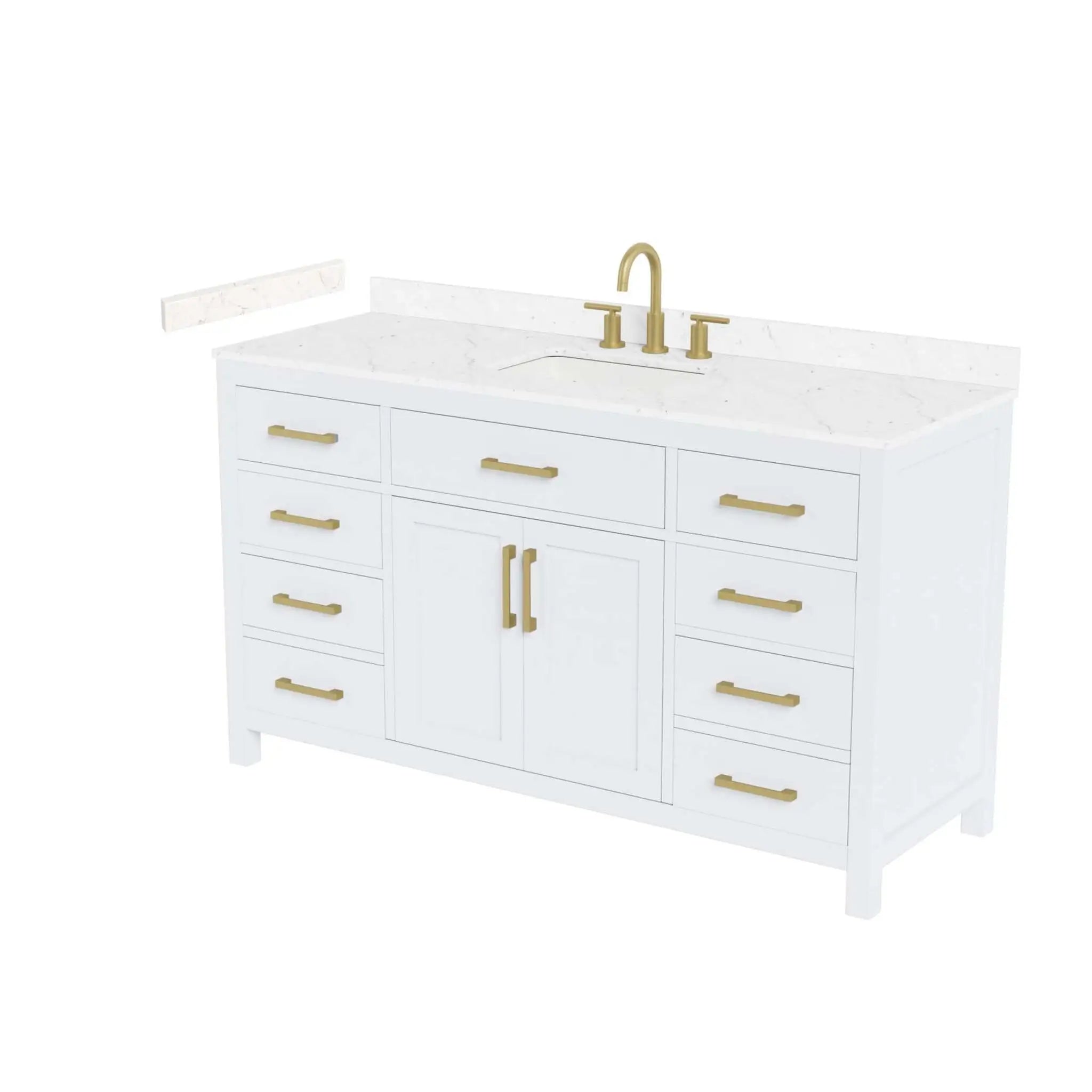 60" Beckett Single Bathroom Vanity in White with Brushed Gold Trim by Wyndham
