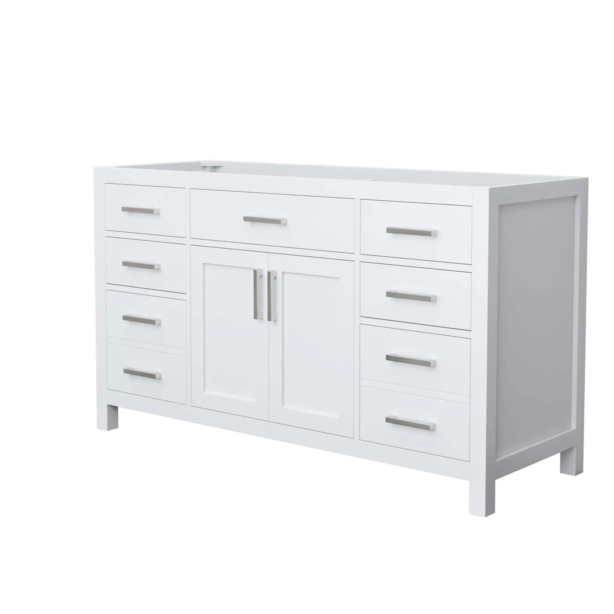 60" Beckett Single Bathroom Vanity in White with Brushed Nickel Trim by Wyndham