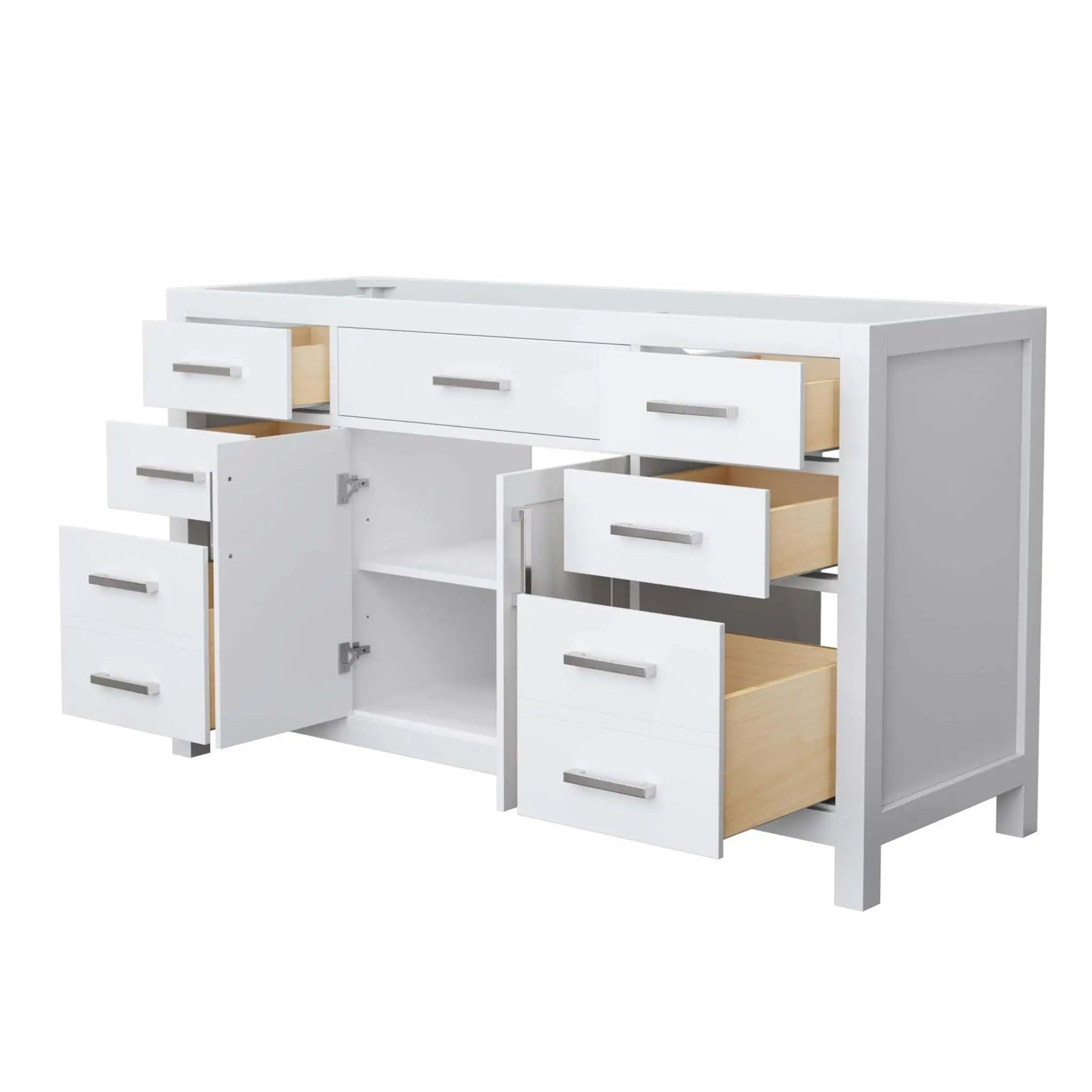60" Beckett Single Bathroom Vanity in White with Brushed Nickel Trim by Wyndham