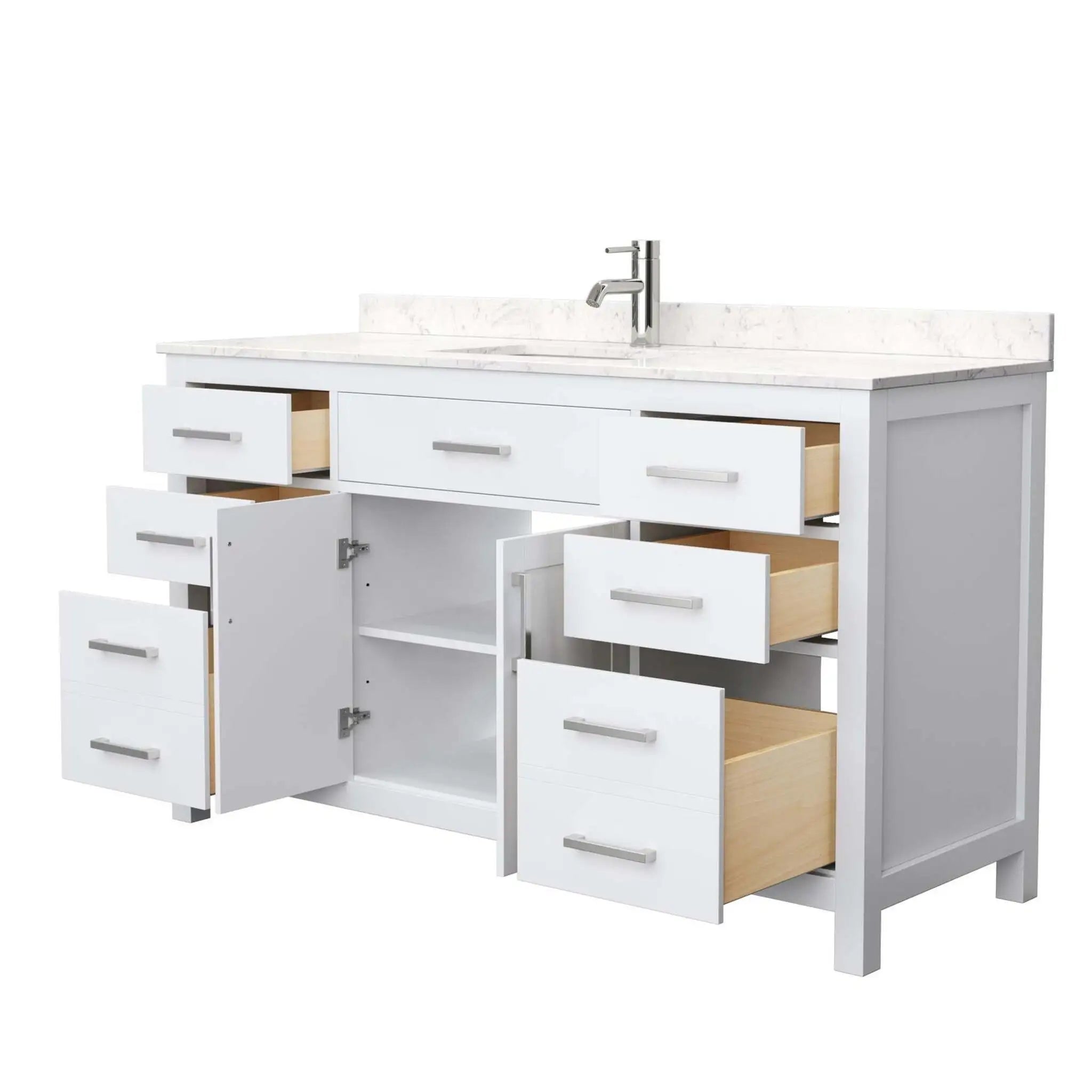 60" Beckett Single Bathroom Vanity in White with Brushed Nickel Trim by Wyndham