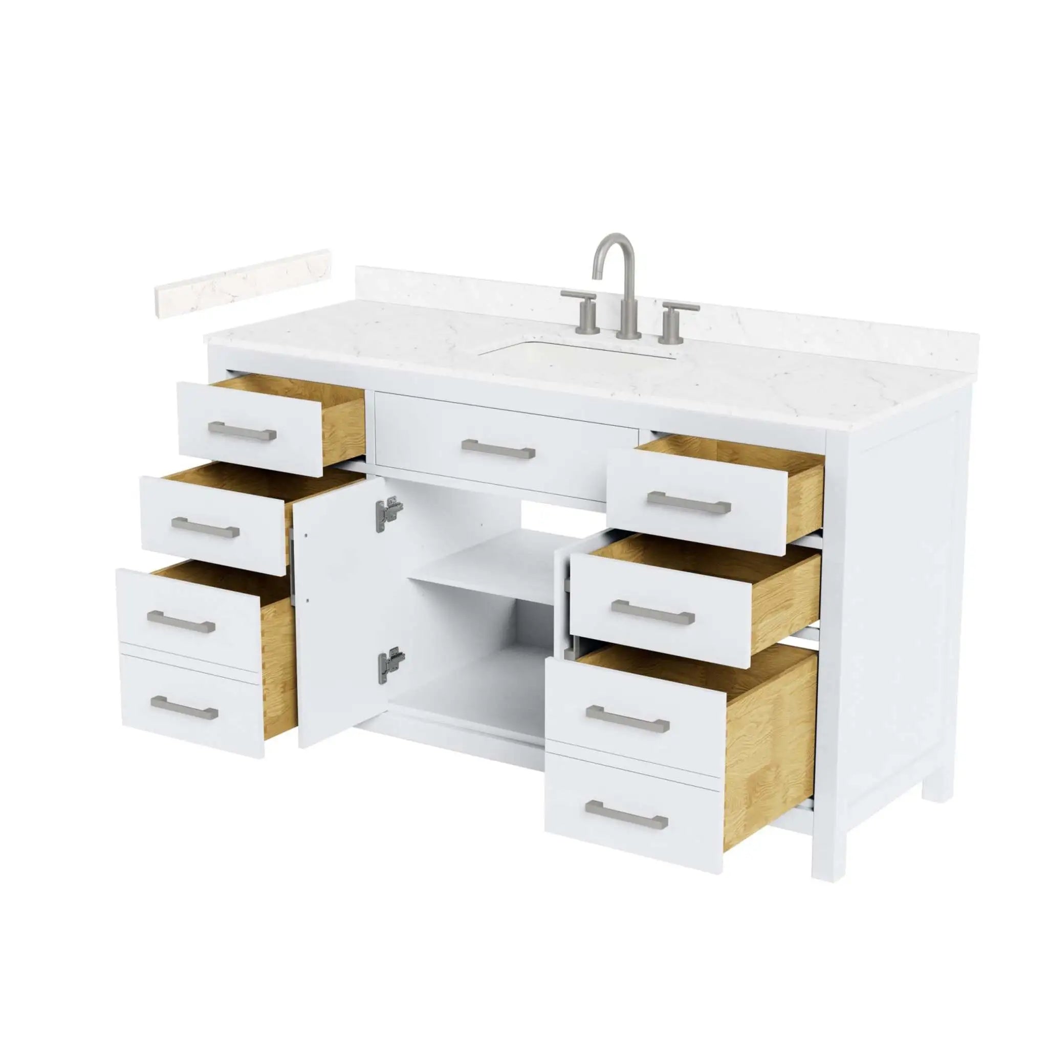 60" Beckett Single Bathroom Vanity in White with Brushed Nickel Trim by Wyndham