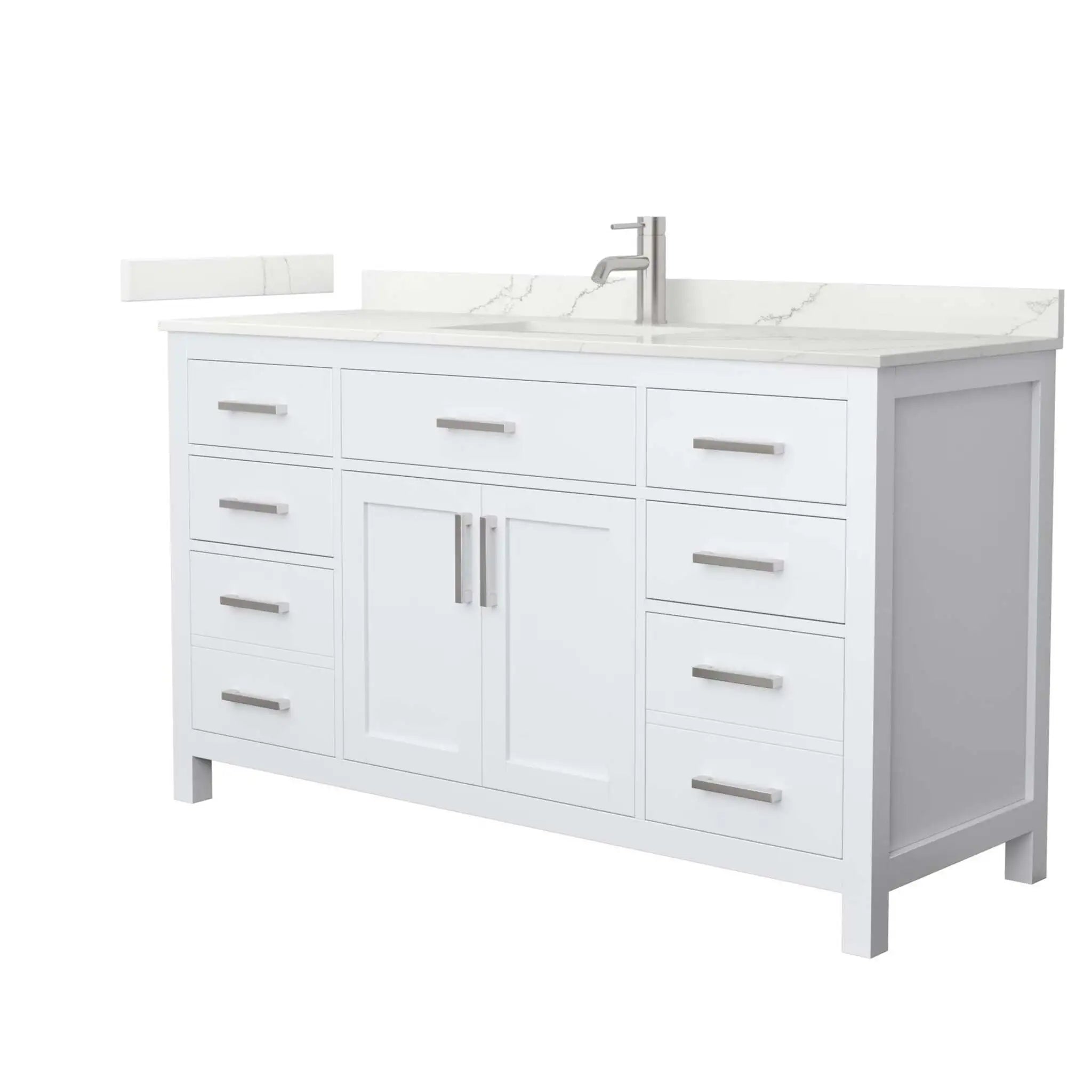 60" Beckett Single Bathroom Vanity in White with Brushed Nickel Trim by Wyndham