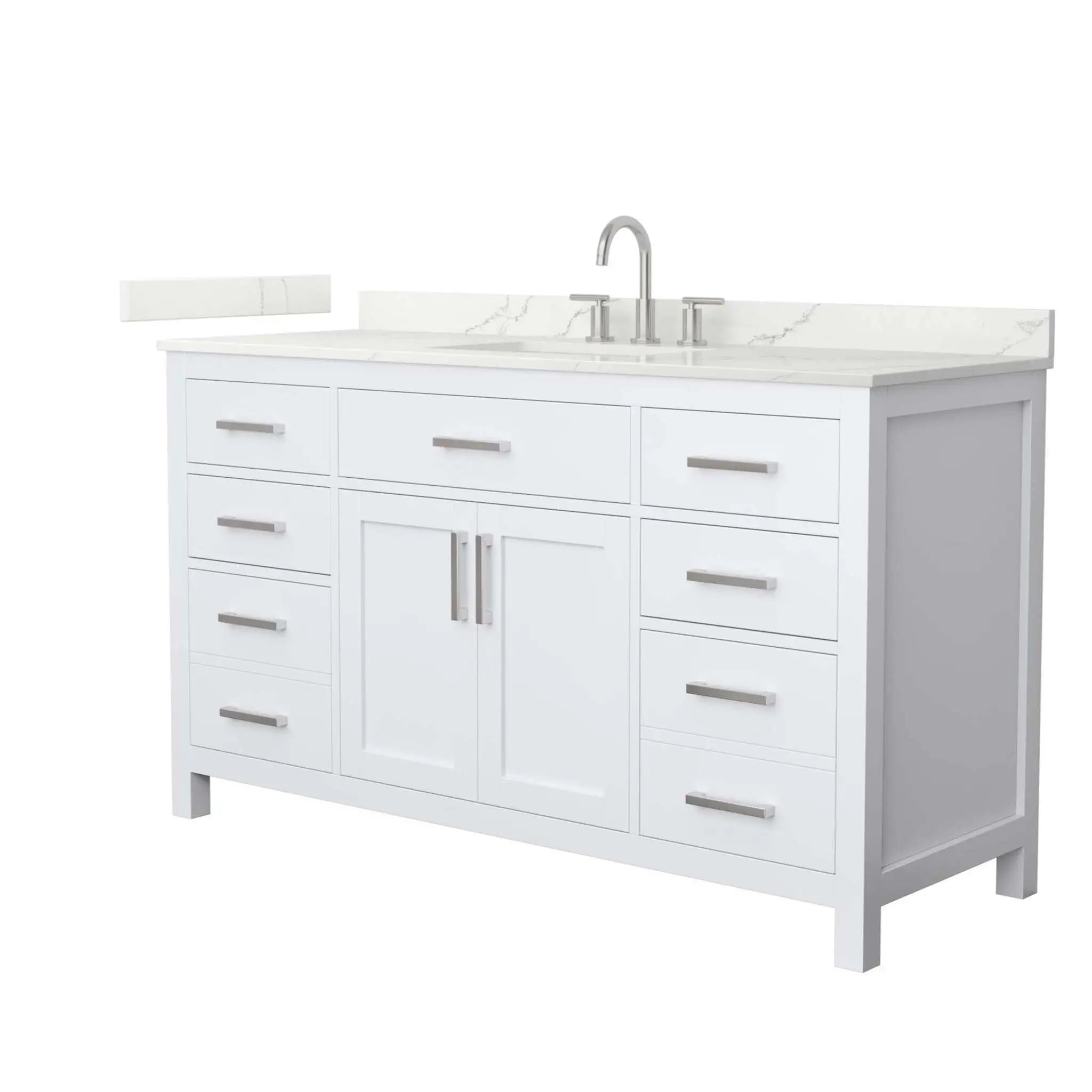60" Beckett Single Bathroom Vanity in White with Brushed Nickel Trim by Wyndham