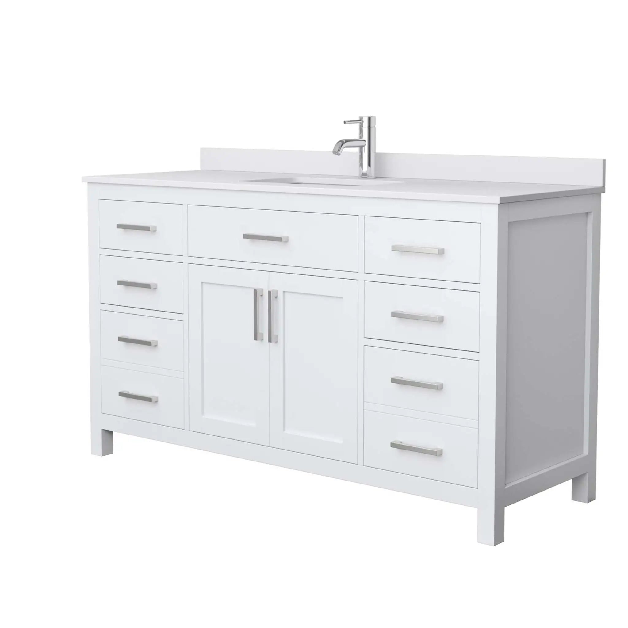 60" Beckett Single Bathroom Vanity in White with Brushed Nickel Trim by Wyndham
