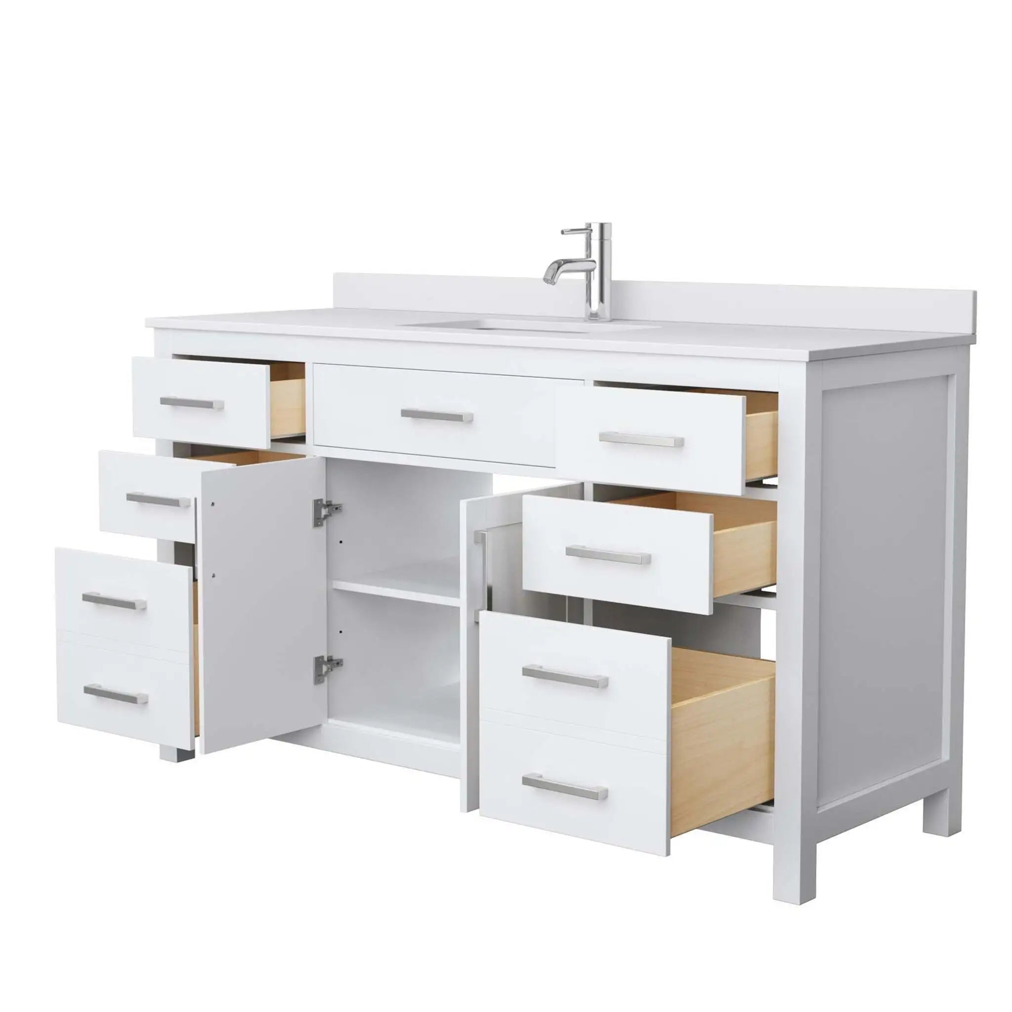 60" Beckett Single Bathroom Vanity in White with Brushed Nickel Trim by Wyndham