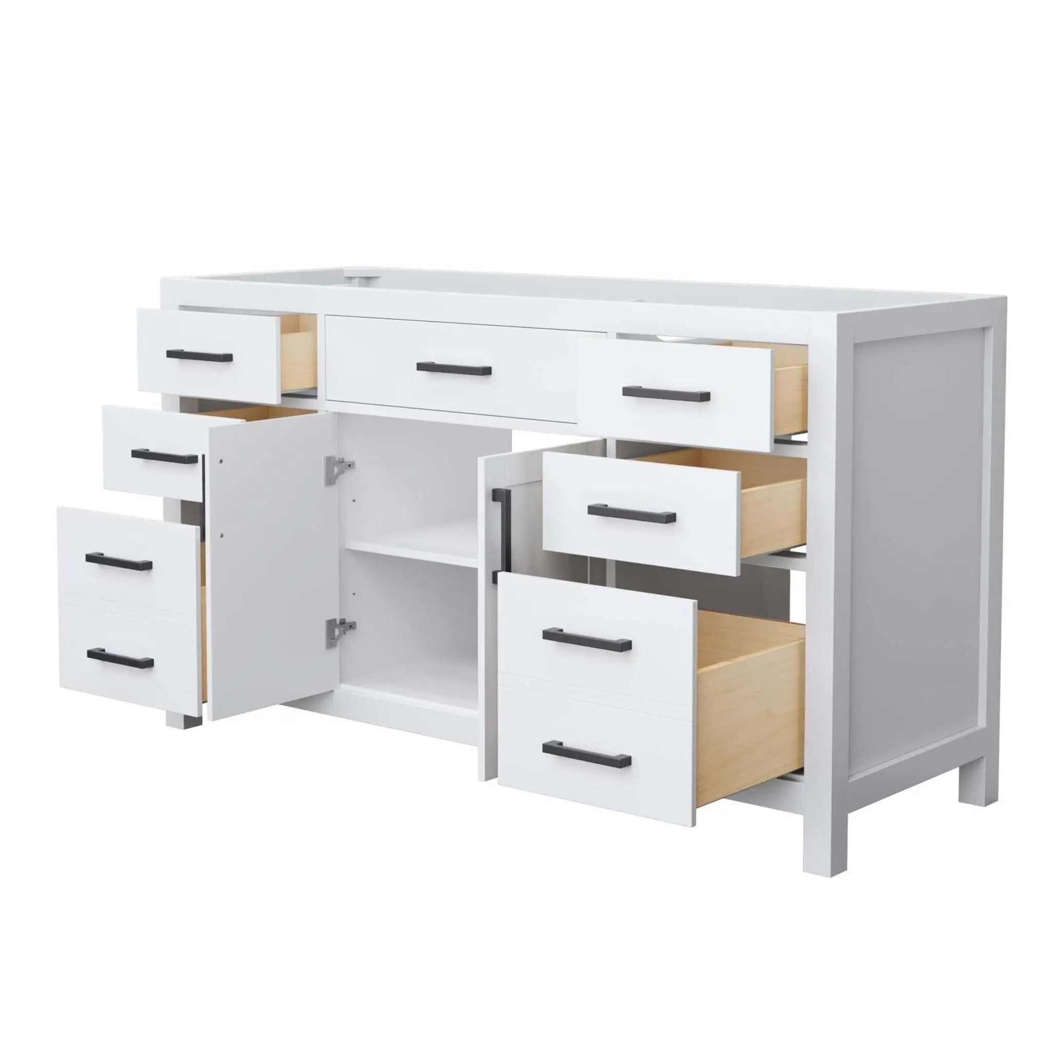 60" Beckett Single Bathroom Vanity in White with Matte Black Trim by Wyndham