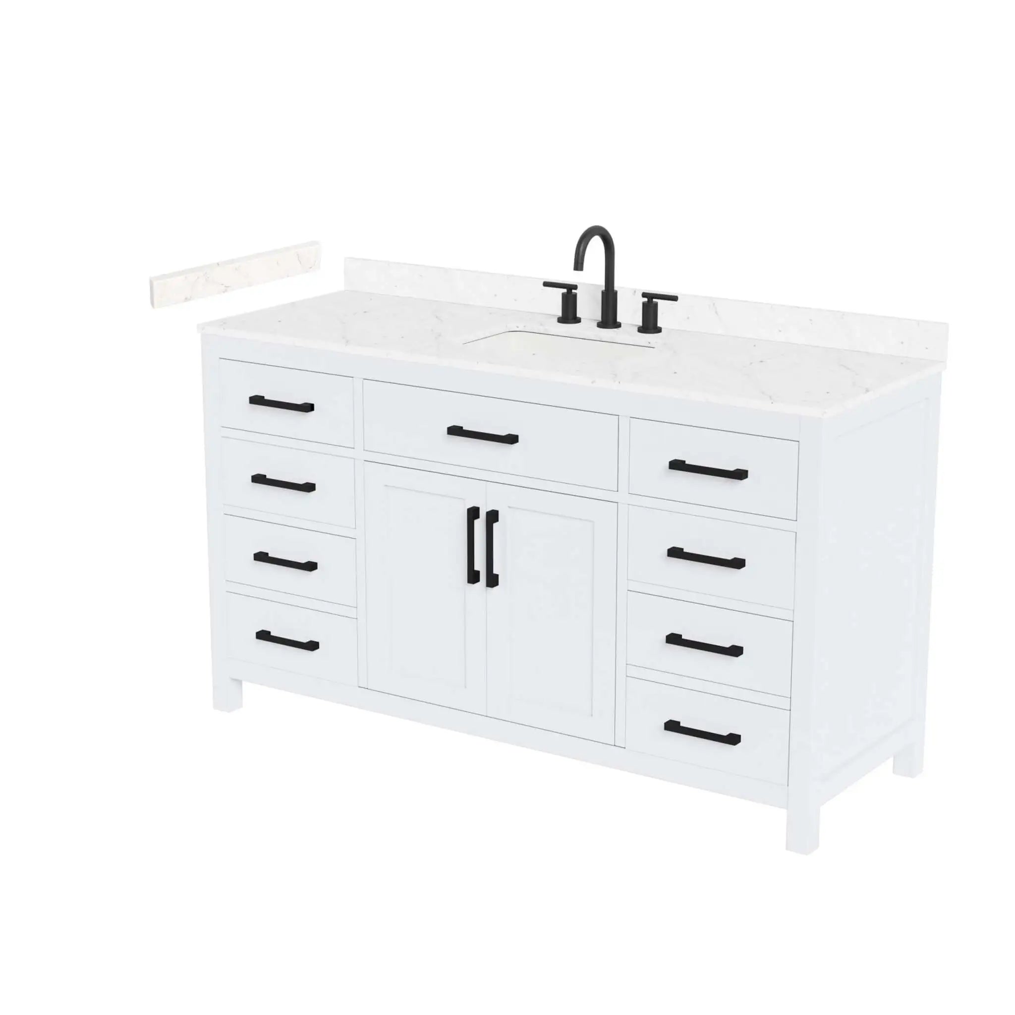 60" Beckett Single Bathroom Vanity in White with Matte Black Trim by Wyndham