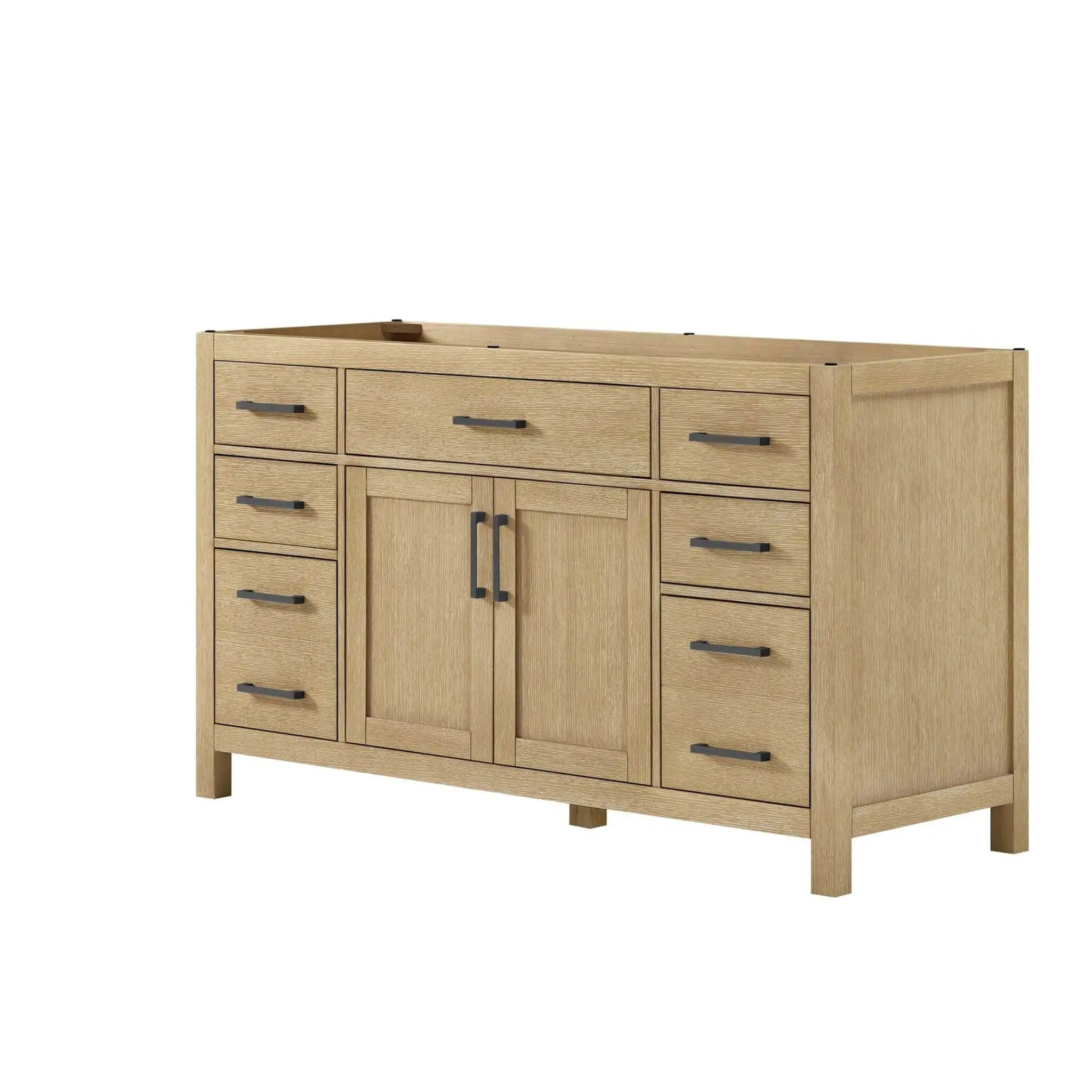 60" Beckett Single Bathroom Vanity in Whitewashed Oak with Matte Black Trim by Wyndham