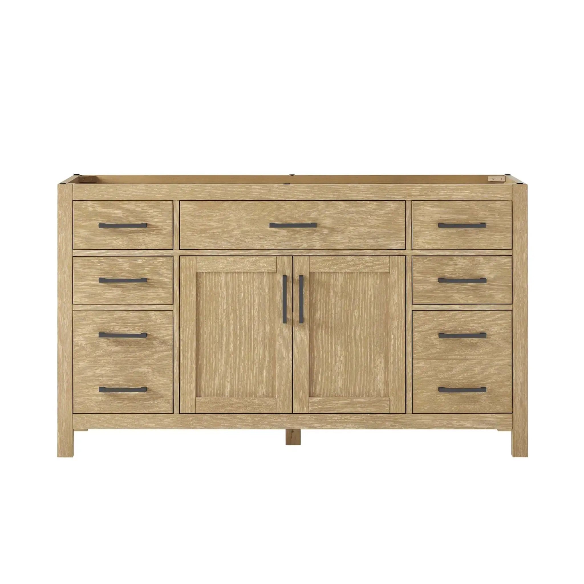 60" Beckett Single Bathroom Vanity in Whitewashed Oak with Matte Black Trim by Wyndham