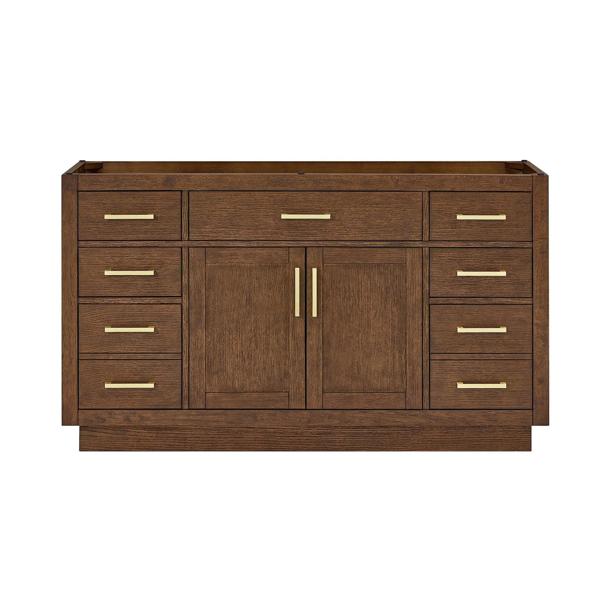 60" Beckett Single Bathroom Vanity with Toe Kick Dark Oak Brushed Gold Trim by wyndham View 41