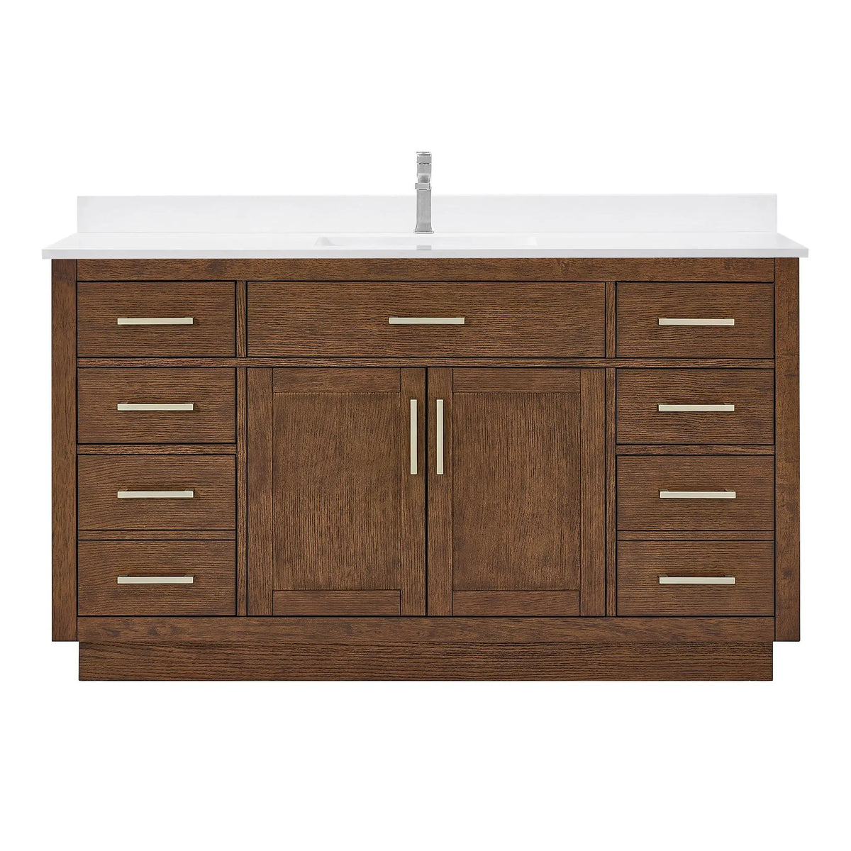 60" Beckett Single Bathroom Vanity with Toe Kick Dark Oak Brushed Nickel Trim by wyndham View 6