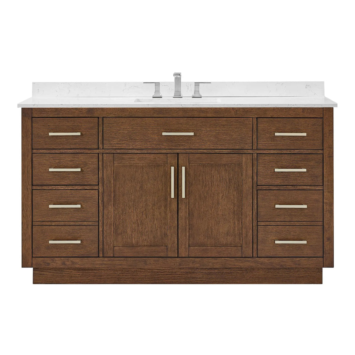 60" Beckett Single Bathroom Vanity with Toe Kick Dark Oak Brushed Nickel Trim by wyndham View 11