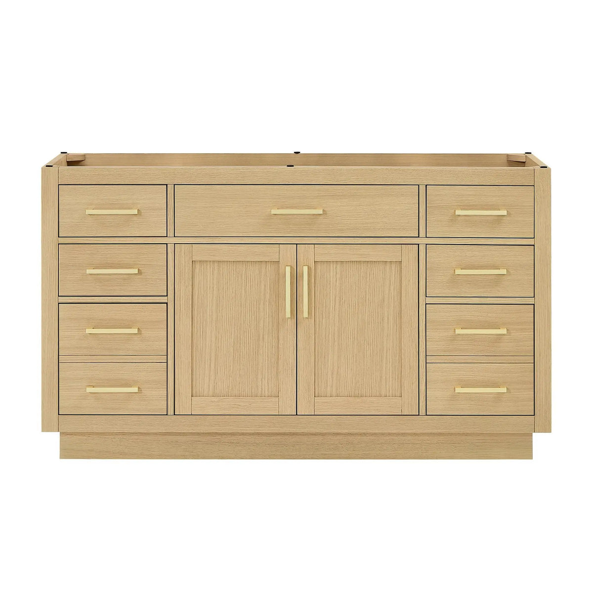 60" Beckett Single Bathroom Vanity with Toe Kick Rift Oak Brushed Gold Trim by wyndham View 41