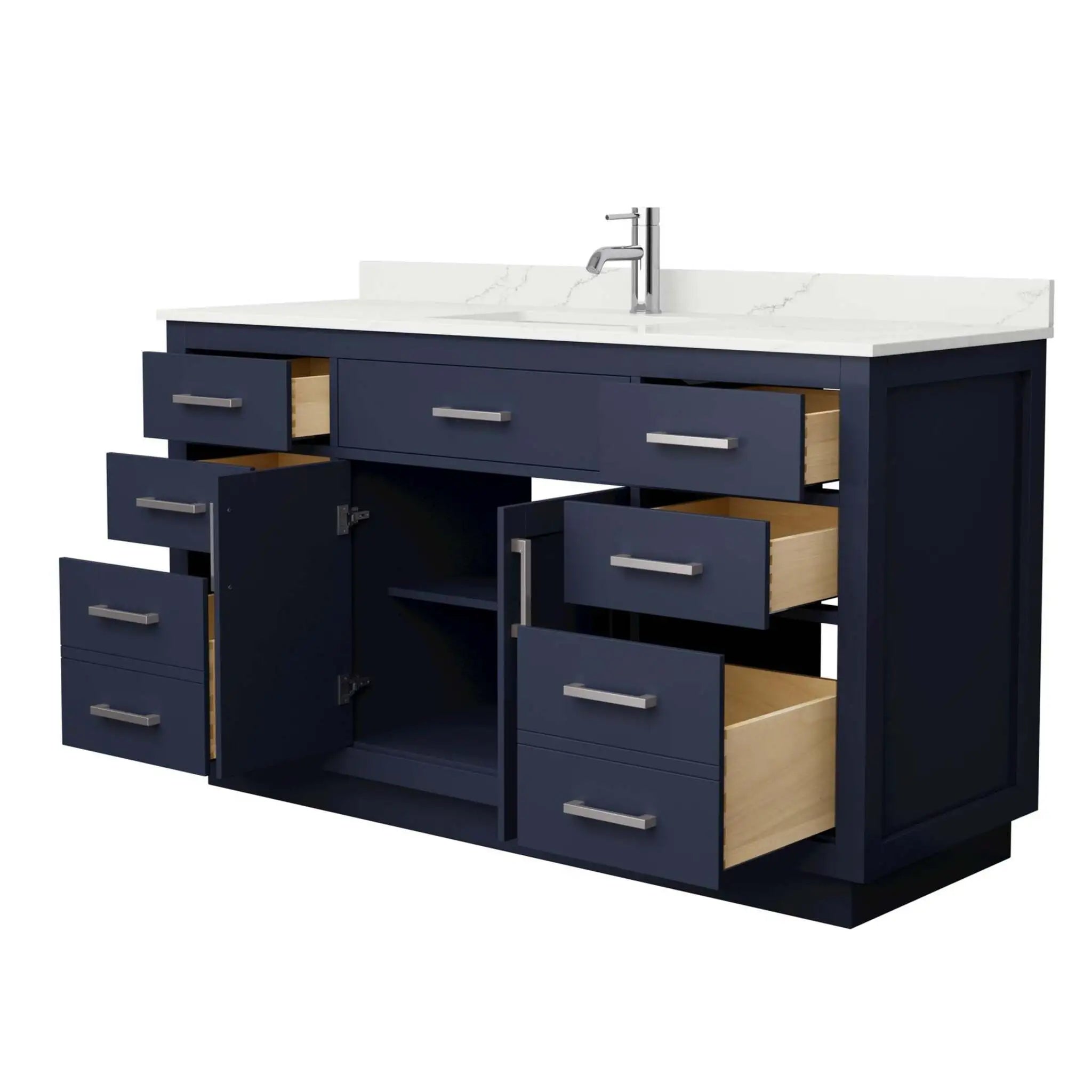 60" Beckett TK Beckett Single Bathroom Vanity with Toe Kick in Dark Blue with Brushed Nickel Trim by Wyndham