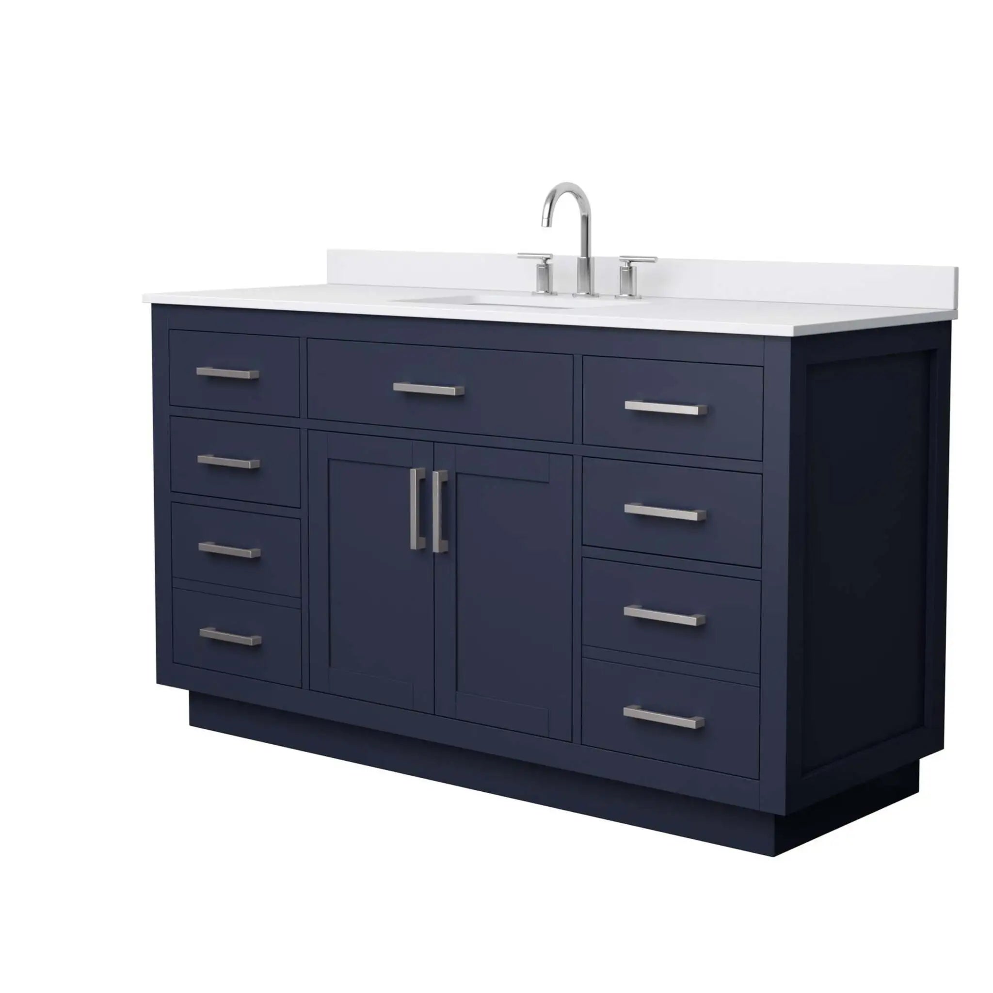 60" Beckett TK Beckett Single Bathroom Vanity with Toe Kick in Dark Blue with Brushed Nickel Trim by Wyndham