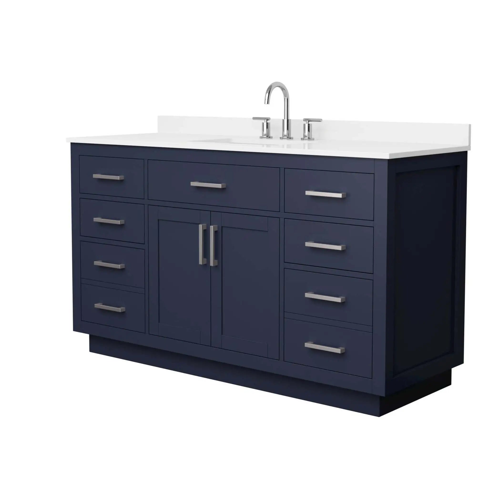 60" Beckett TK Beckett Single Bathroom Vanity with Toe Kick in Dark Blue with Brushed Nickel Trim by Wyndham