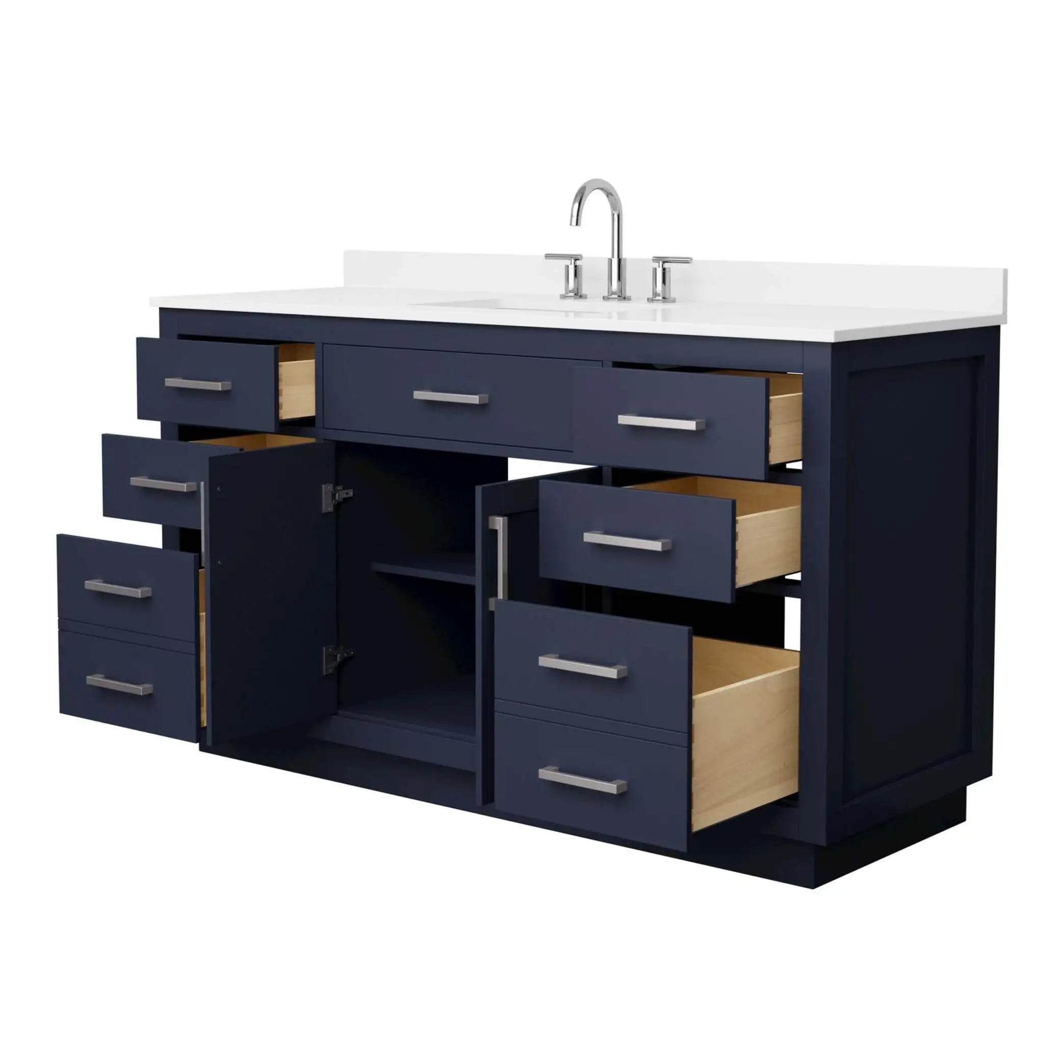 60" Beckett TK Beckett Single Bathroom Vanity with Toe Kick in Dark Blue with Brushed Nickel Trim by Wyndham