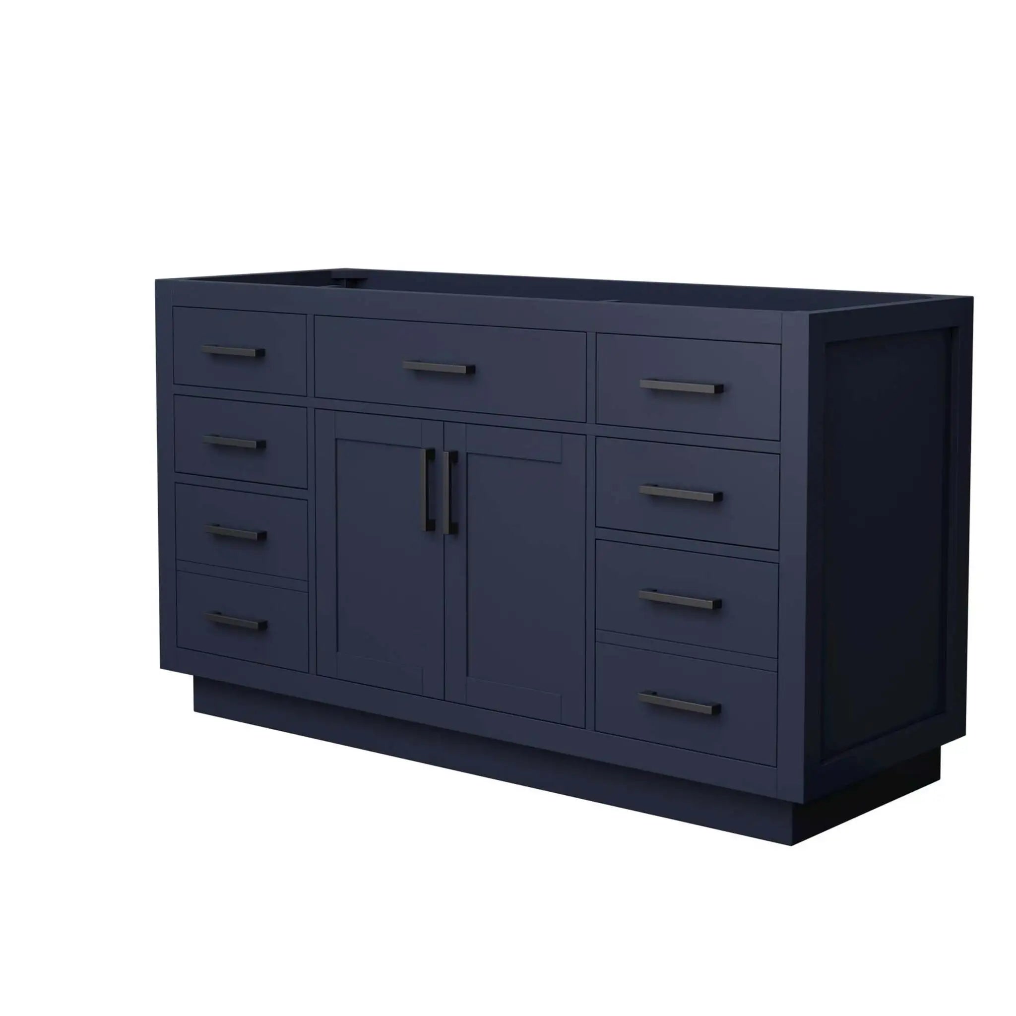 60" Beckett TK Beckett Single Bathroom Vanity with Toe Kick in Dark Blue with Matte Black Trim by Wyndham