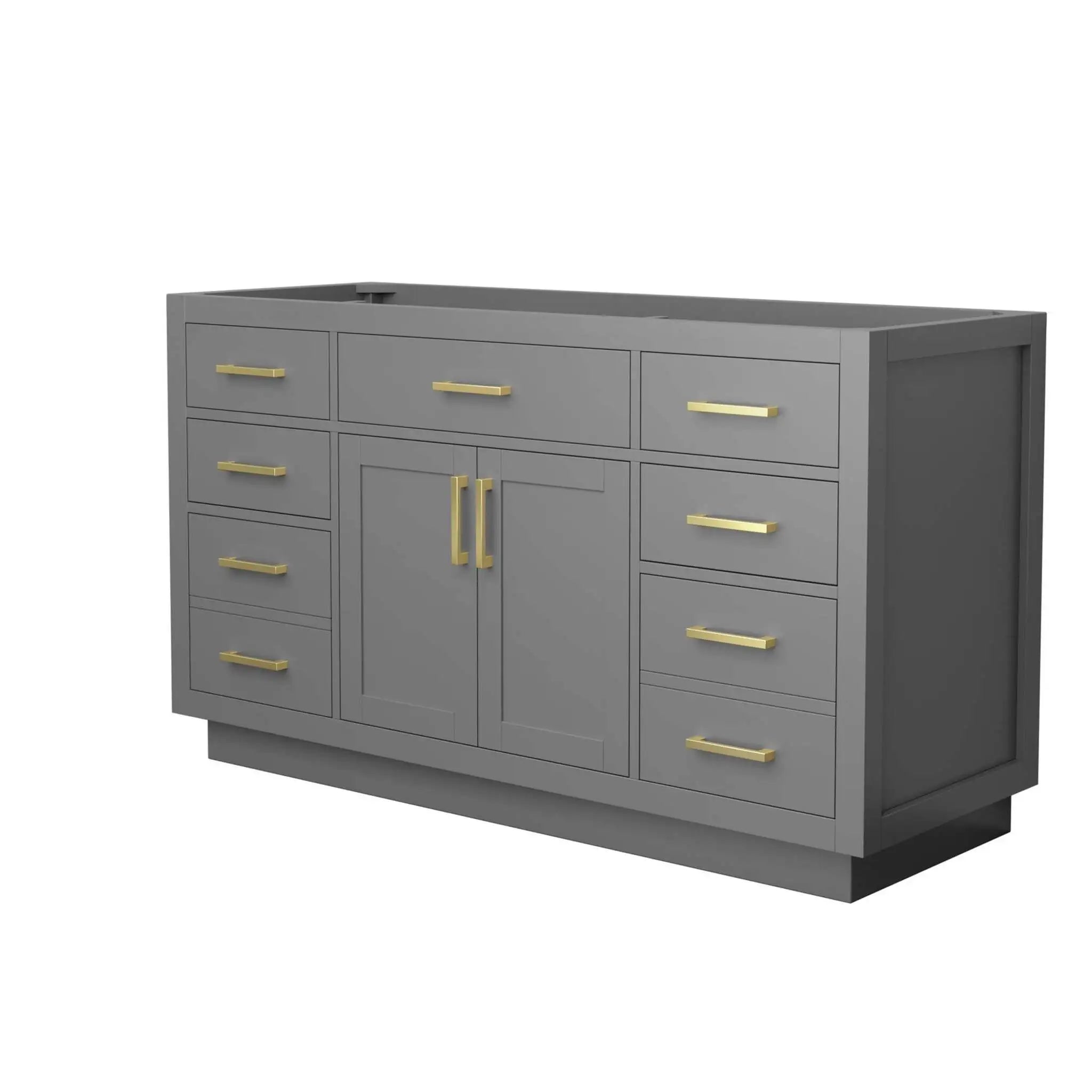 60" Beckett TK Beckett Single Bathroom Vanity with Toe Kick in Dark Gray with Brushed Gold Trim by Wyndham
