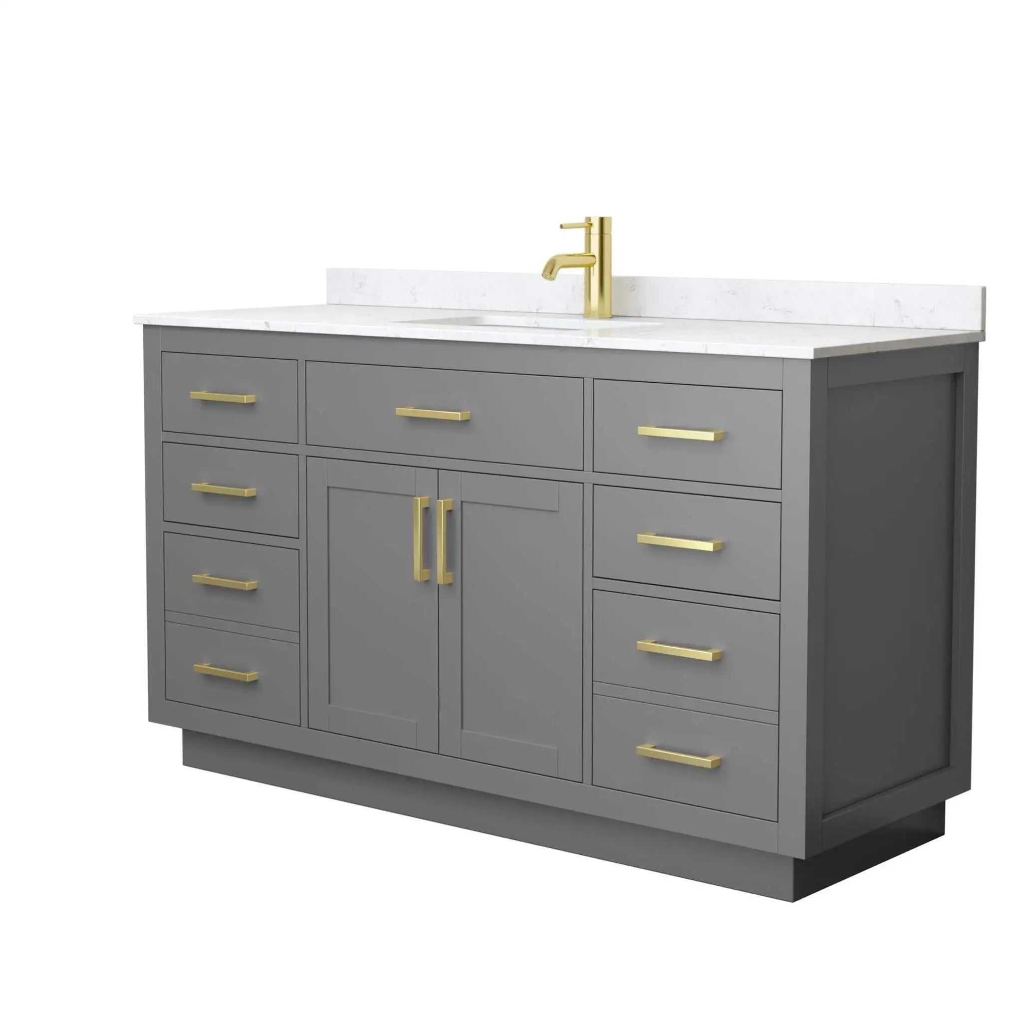 60" Beckett TK Beckett Single Bathroom Vanity with Toe Kick in Dark Gray with Brushed Gold Trim by Wyndham