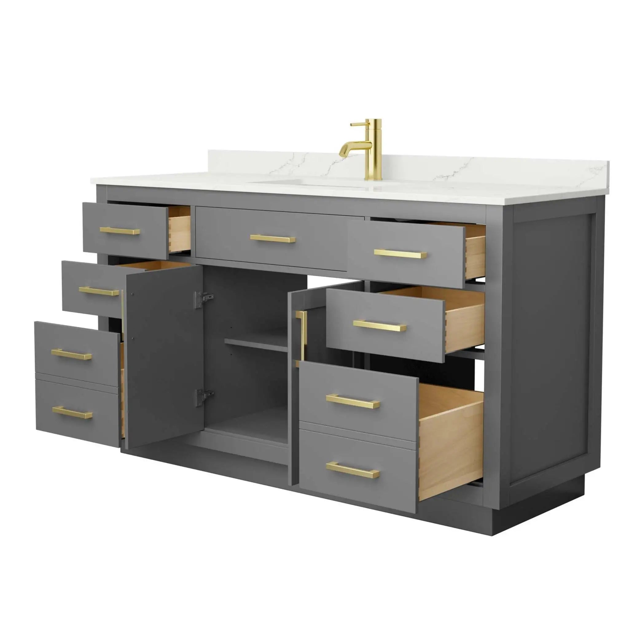 60" Beckett TK Beckett Single Bathroom Vanity with Toe Kick in Dark Gray with Brushed Gold Trim by Wyndham