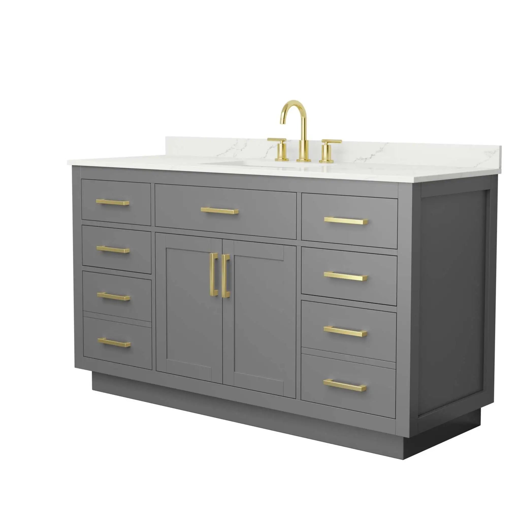 60" Beckett TK Beckett Single Bathroom Vanity with Toe Kick in Dark Gray with Brushed Gold Trim by Wyndham