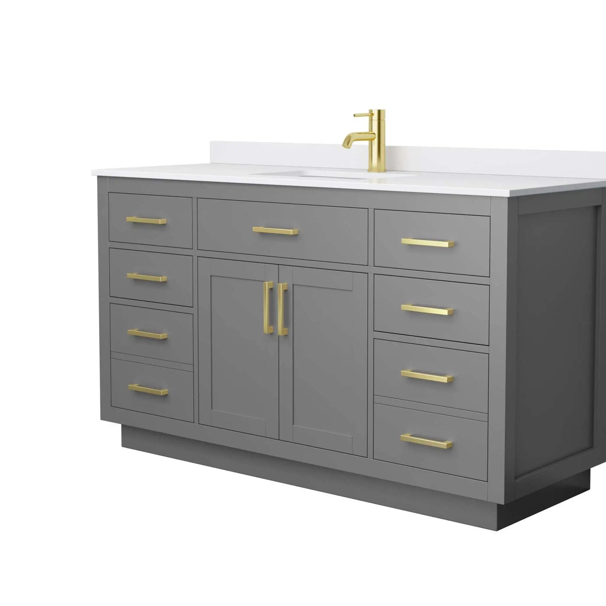 60" Beckett TK Beckett Single Bathroom Vanity with Toe Kick in Dark Gray with Brushed Gold Trim by Wyndham