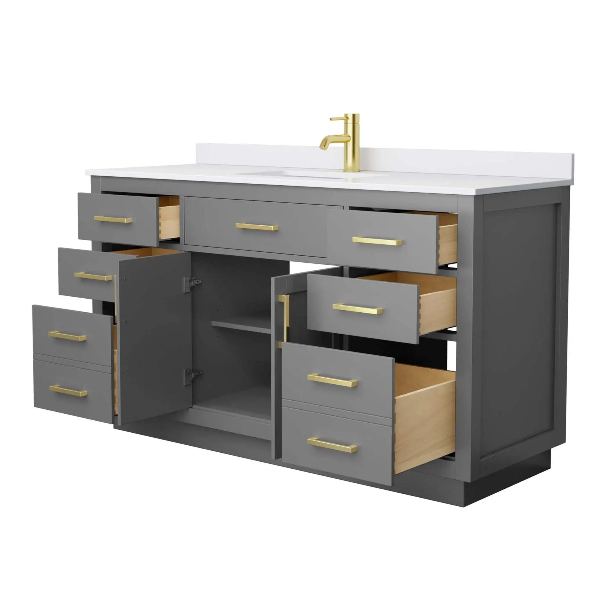 60" Beckett TK Beckett Single Bathroom Vanity with Toe Kick in Dark Gray with Brushed Gold Trim by Wyndham