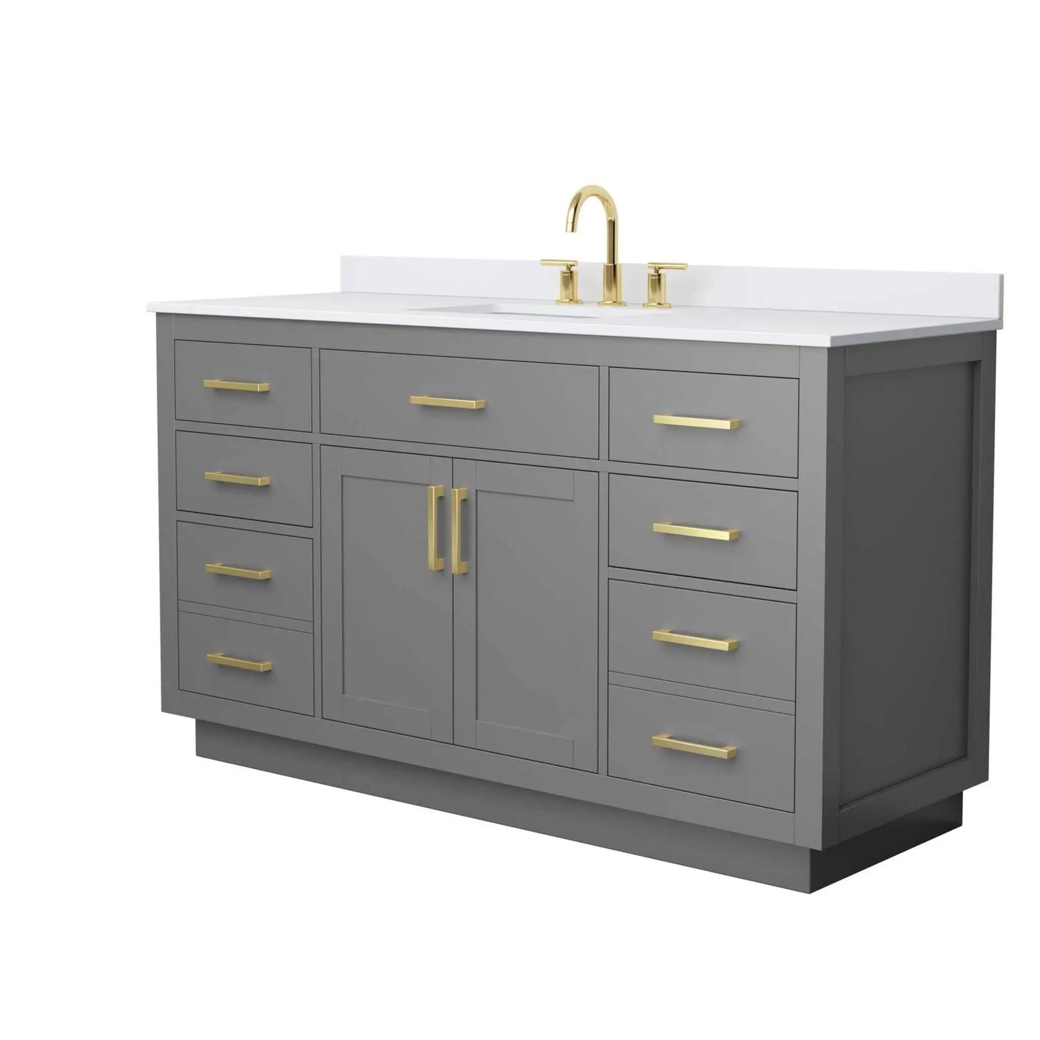 60" Beckett TK Beckett Single Bathroom Vanity with Toe Kick in Dark Gray with Brushed Gold Trim by Wyndham