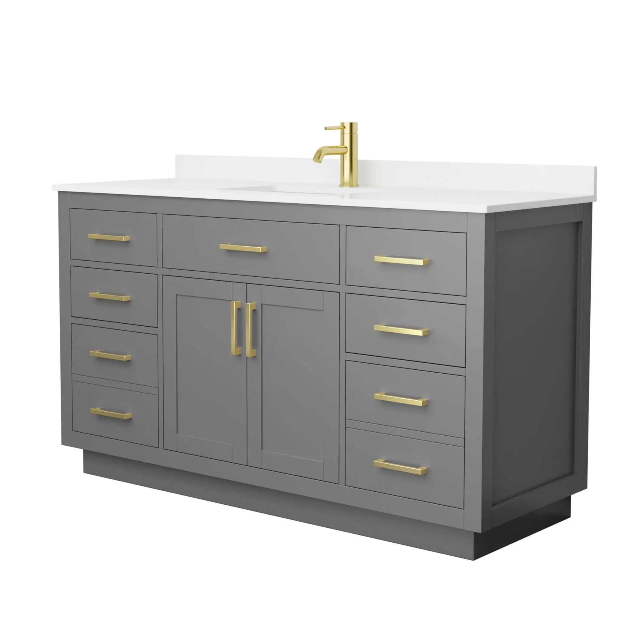 60" Beckett TK Beckett Single Bathroom Vanity with Toe Kick in Dark Gray with Brushed Gold Trim by Wyndham