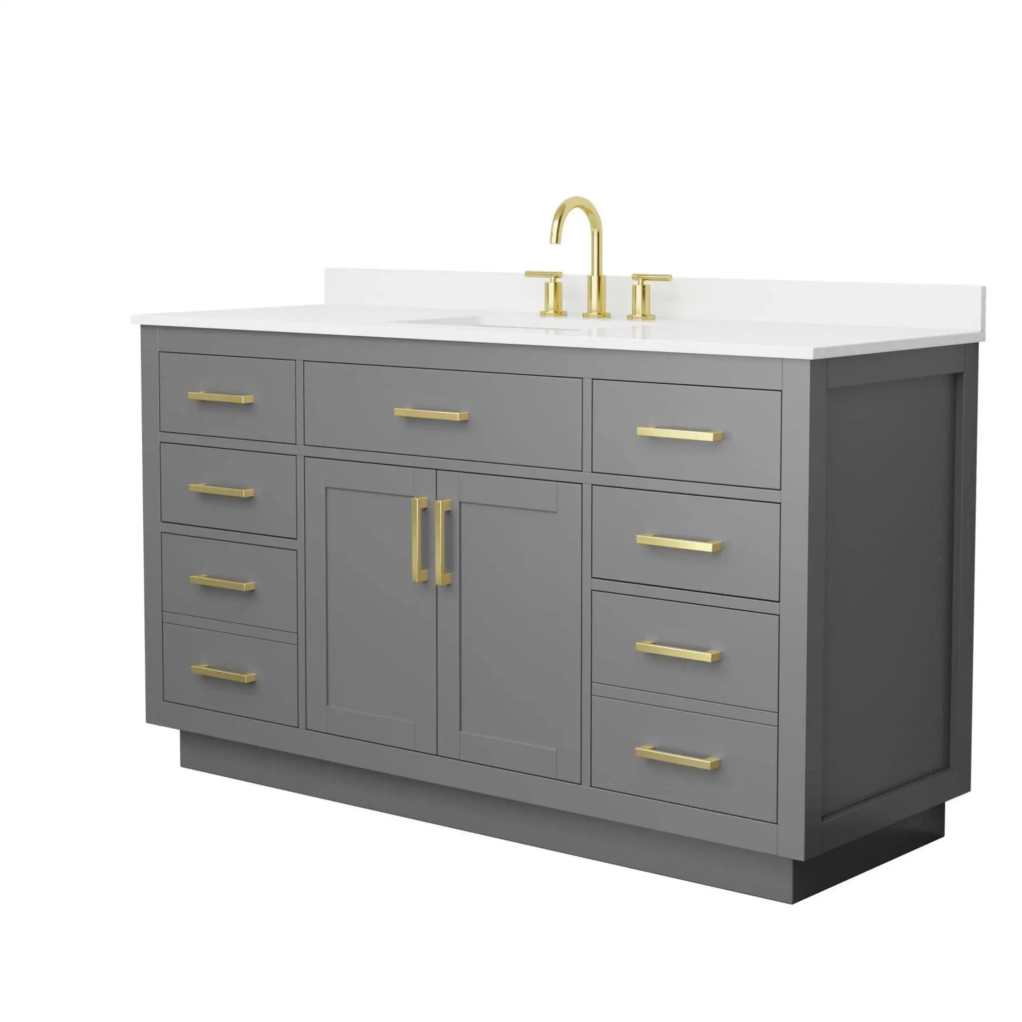 60" Beckett TK Beckett Single Bathroom Vanity with Toe Kick in Dark Gray with Brushed Gold Trim by Wyndham